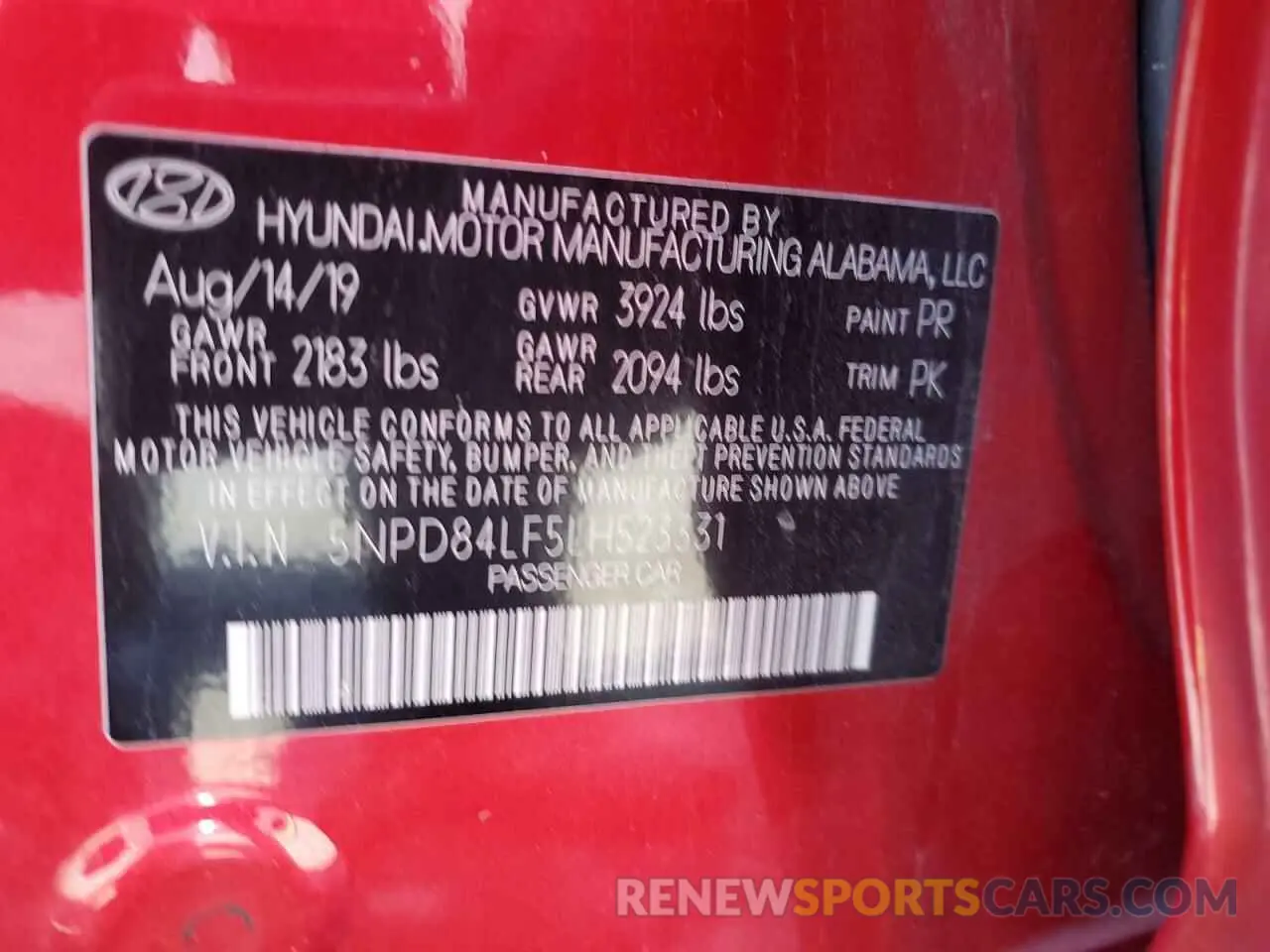 12 Photograph of a damaged car 5NPD84LF5LH523331 HYUNDAI ELANTRA 2020