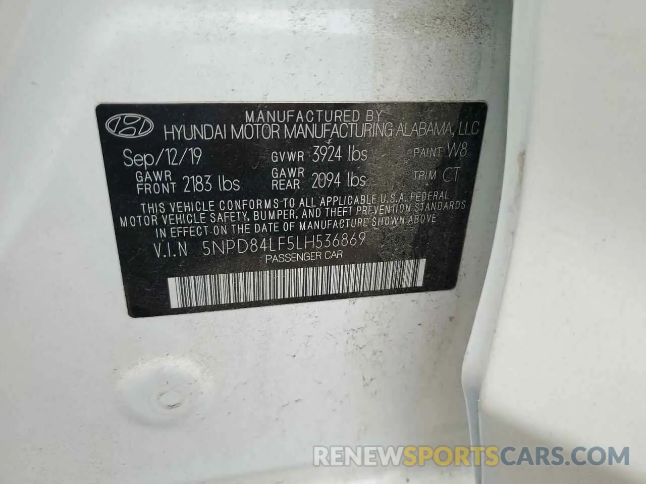 12 Photograph of a damaged car 5NPD84LF5LH536869 HYUNDAI ELANTRA 2020