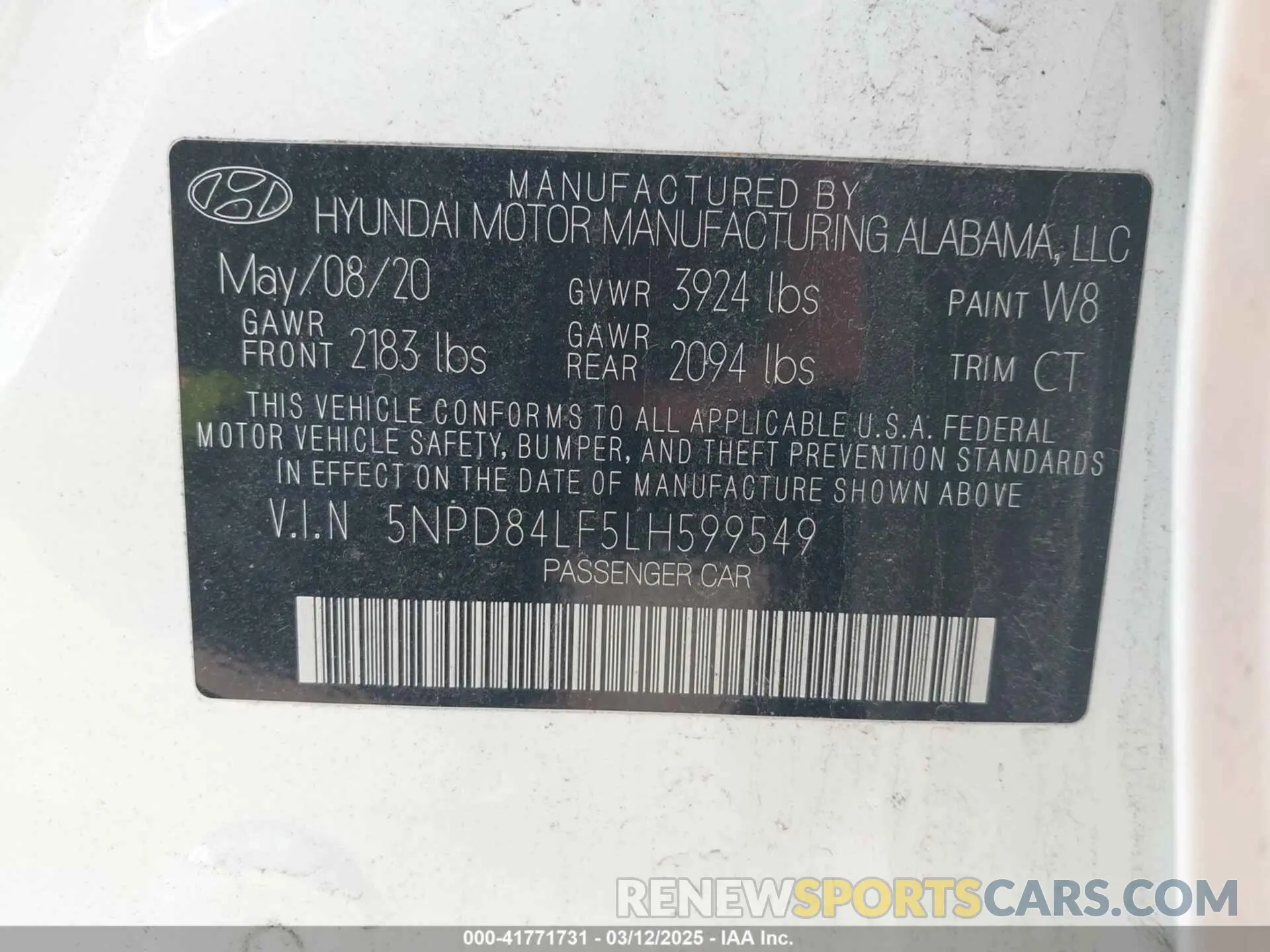 9 Photograph of a damaged car 5NPD84LF5LH599549 HYUNDAI ELANTRA 2020