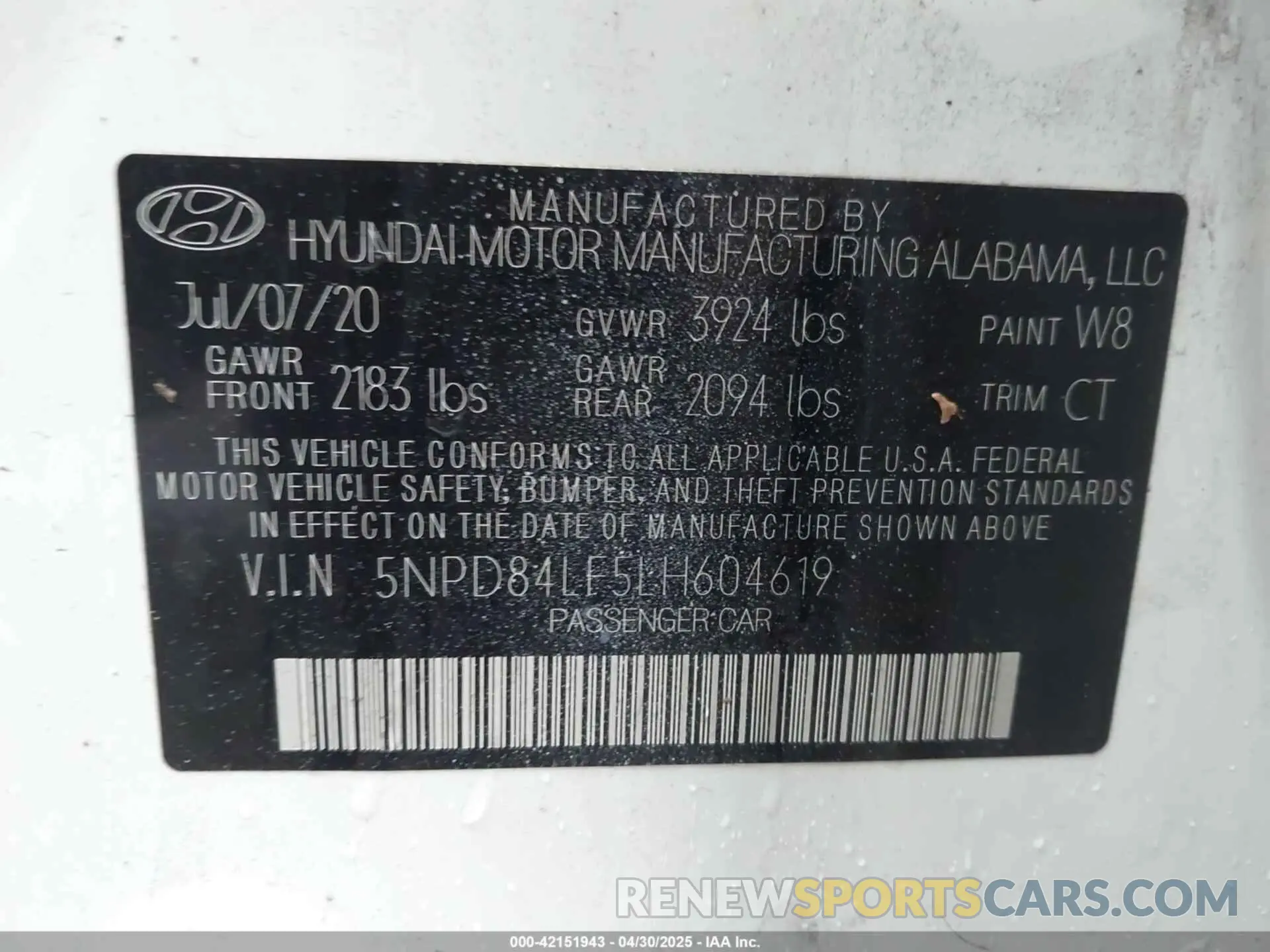 9 Photograph of a damaged car 5NPD84LF5LH604619 HYUNDAI ELANTRA 2020