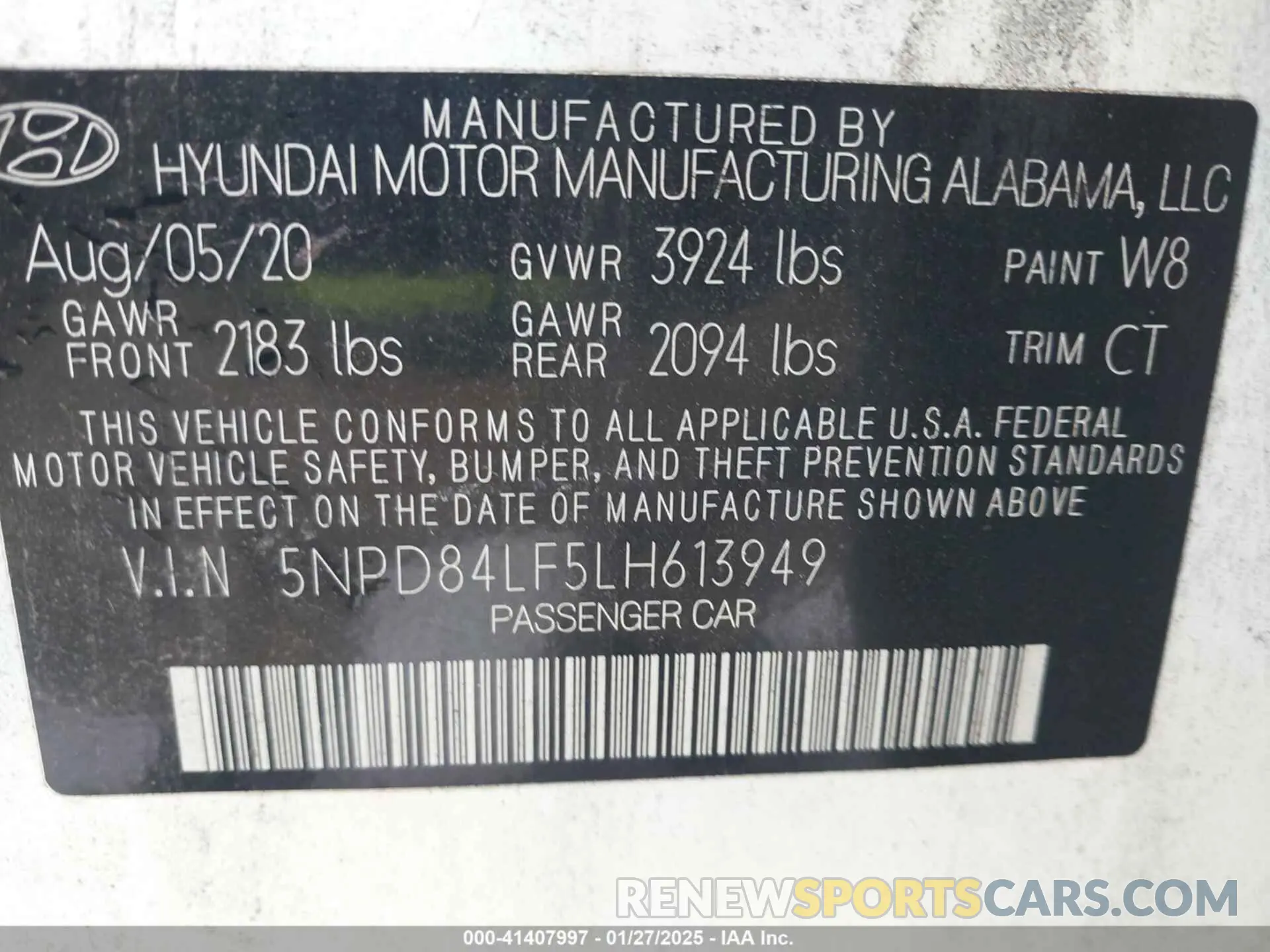9 Photograph of a damaged car 5NPD84LF5LH613949 HYUNDAI ELANTRA 2020
