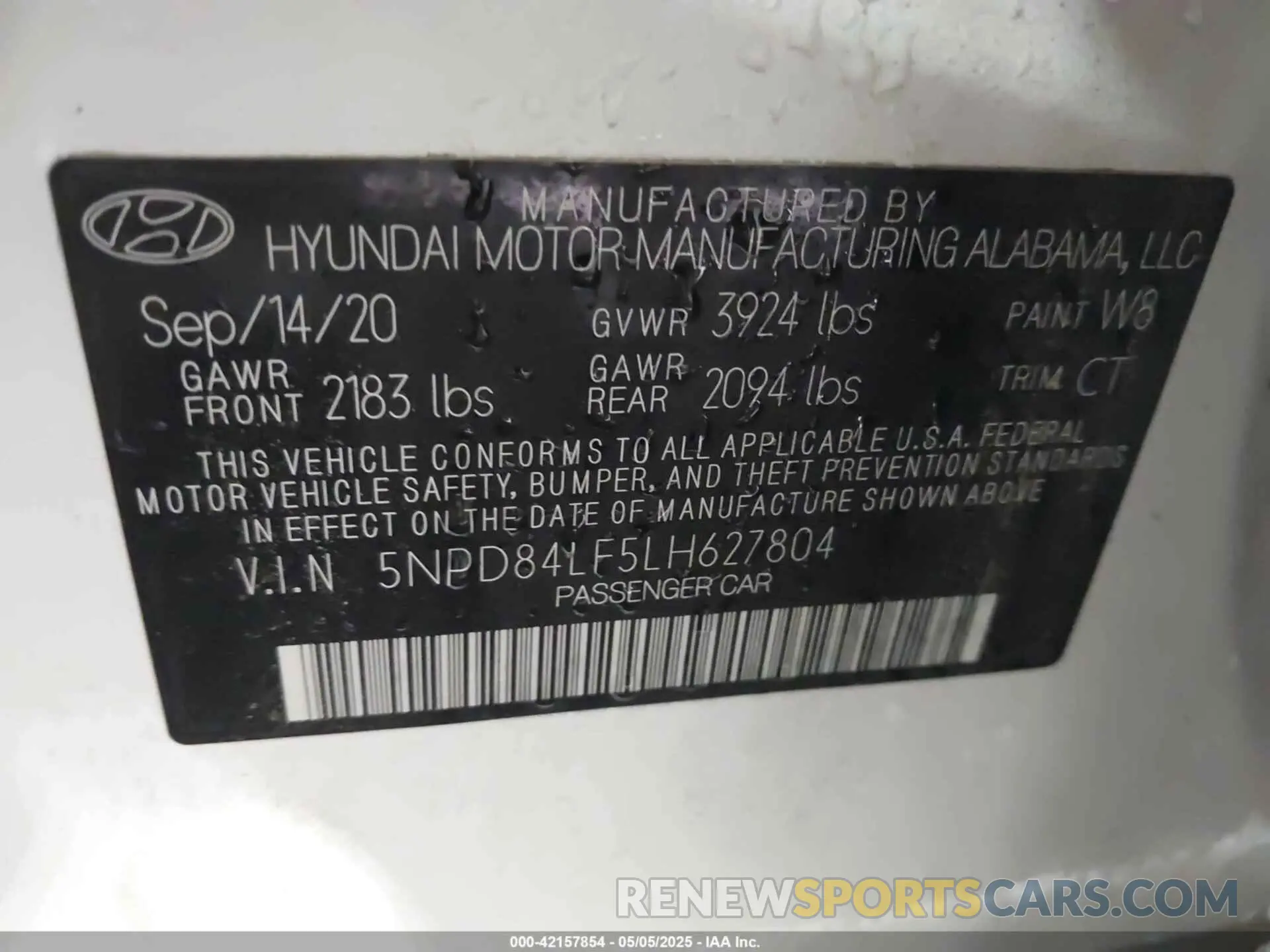 9 Photograph of a damaged car 5NPD84LF5LH627804 HYUNDAI ELANTRA 2020