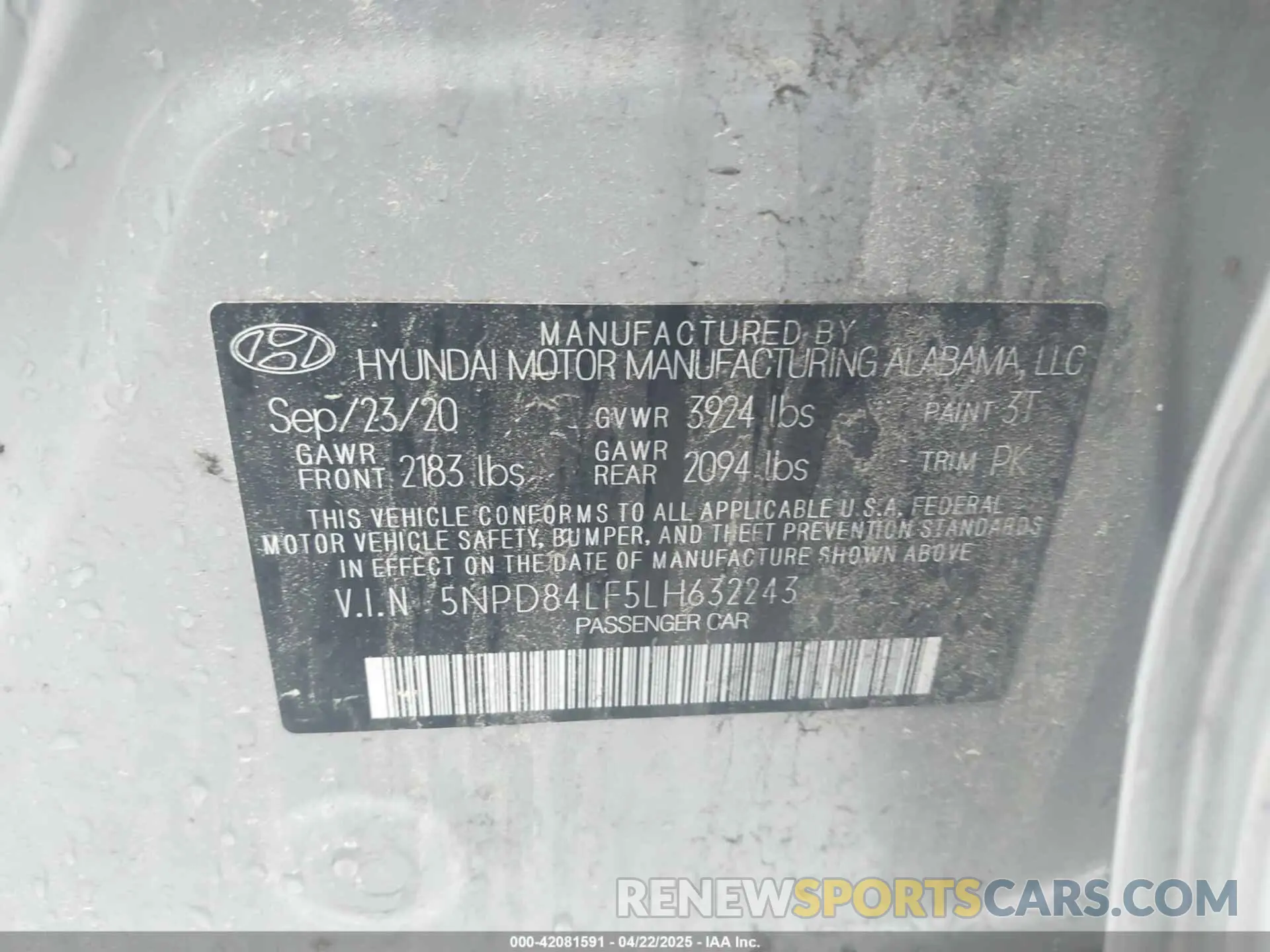 9 Фотография поврежденного автомобиля 5NPD84LF5LH632243 HYUNDAI ELANTRA 2020
