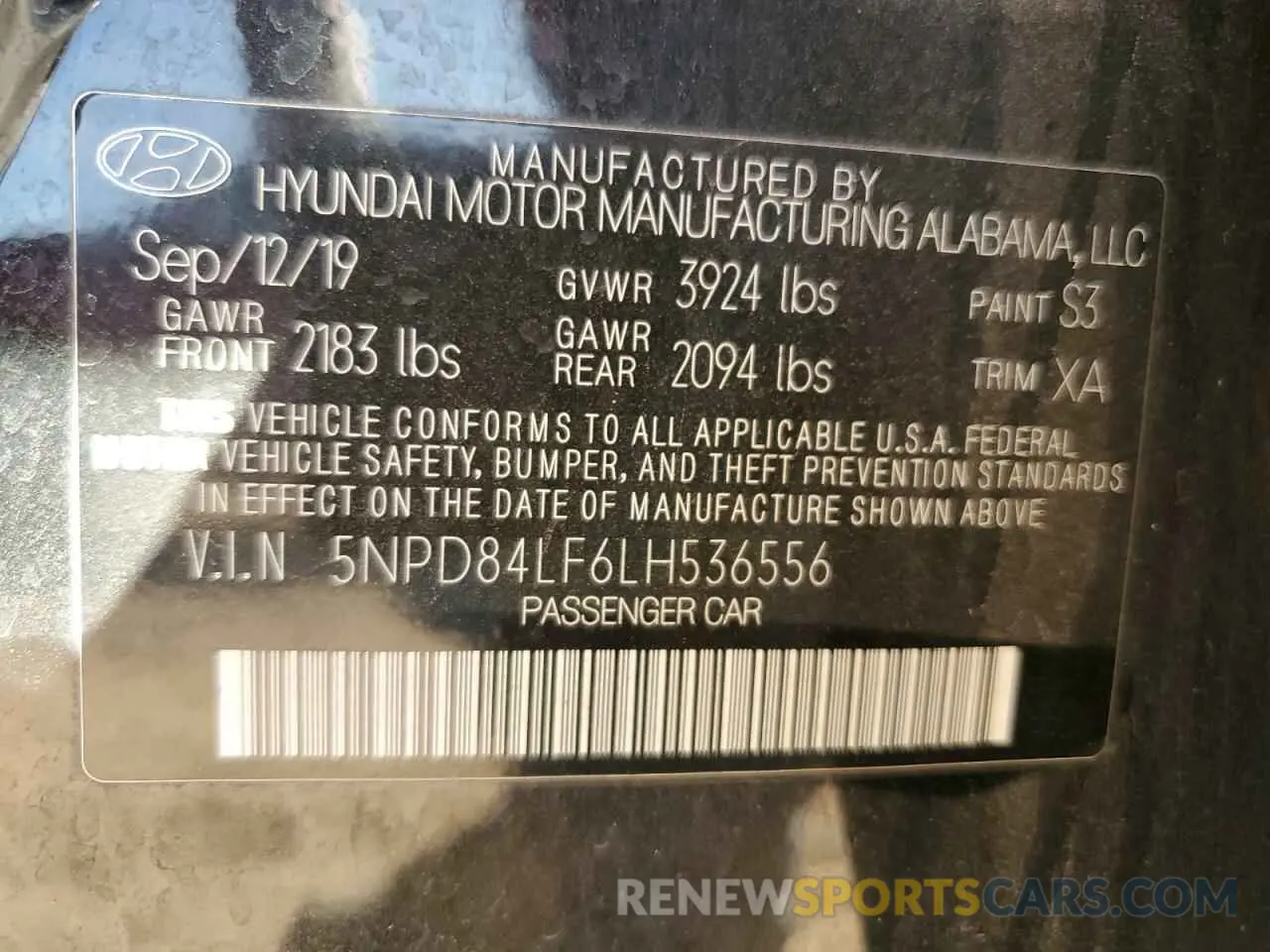 12 Photograph of a damaged car 5NPD84LF6LH536556 HYUNDAI ELANTRA 2020
