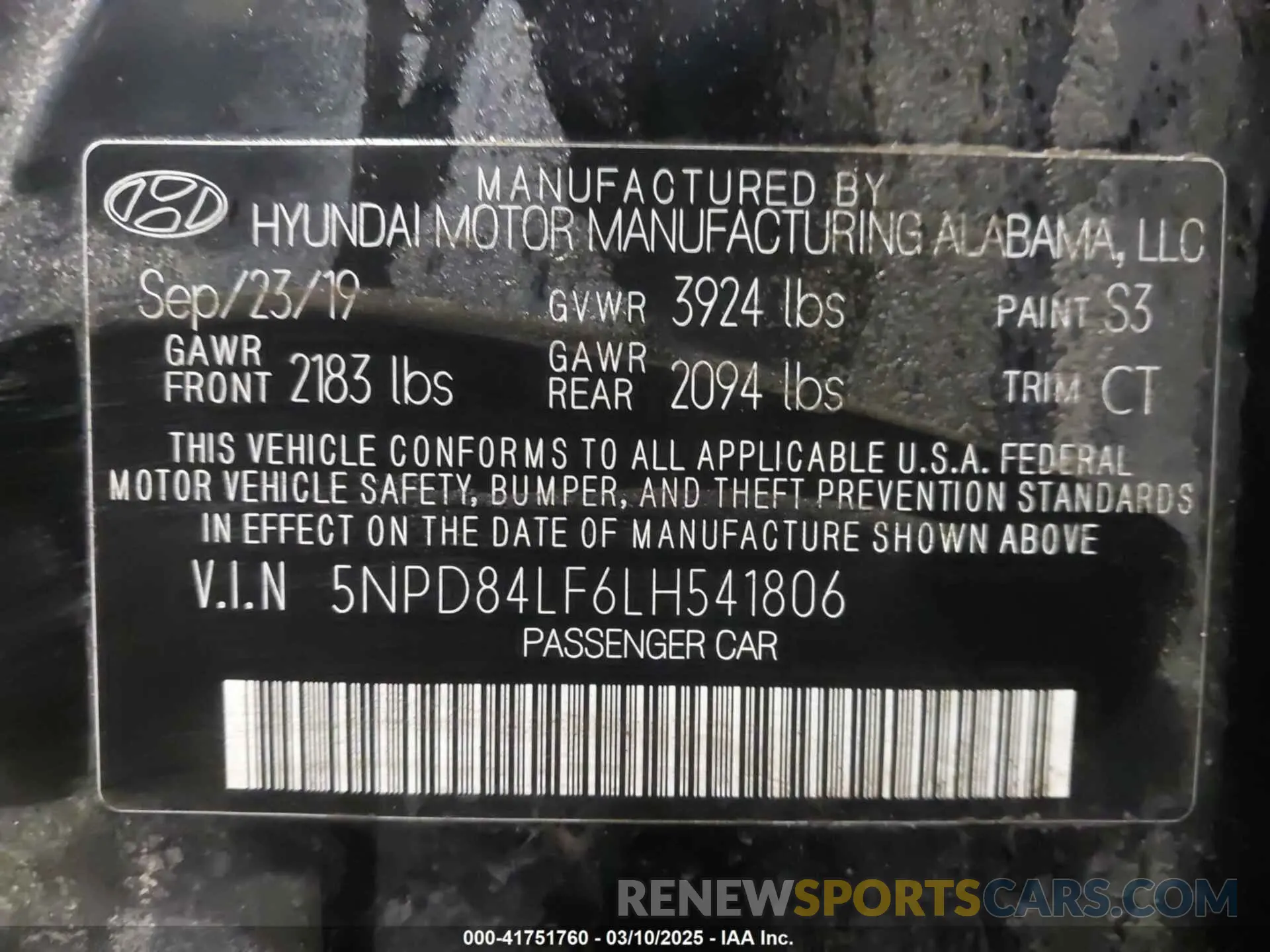 9 Photograph of a damaged car 5NPD84LF6LH541806 HYUNDAI ELANTRA 2020