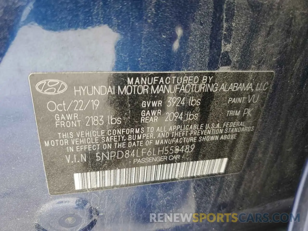 12 Photograph of a damaged car 5NPD84LF6LH558489 HYUNDAI ELANTRA 2020