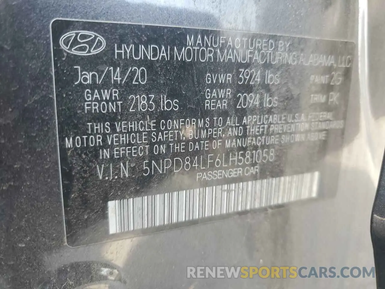 12 Photograph of a damaged car 5NPD84LF6LH581058 HYUNDAI ELANTRA 2020