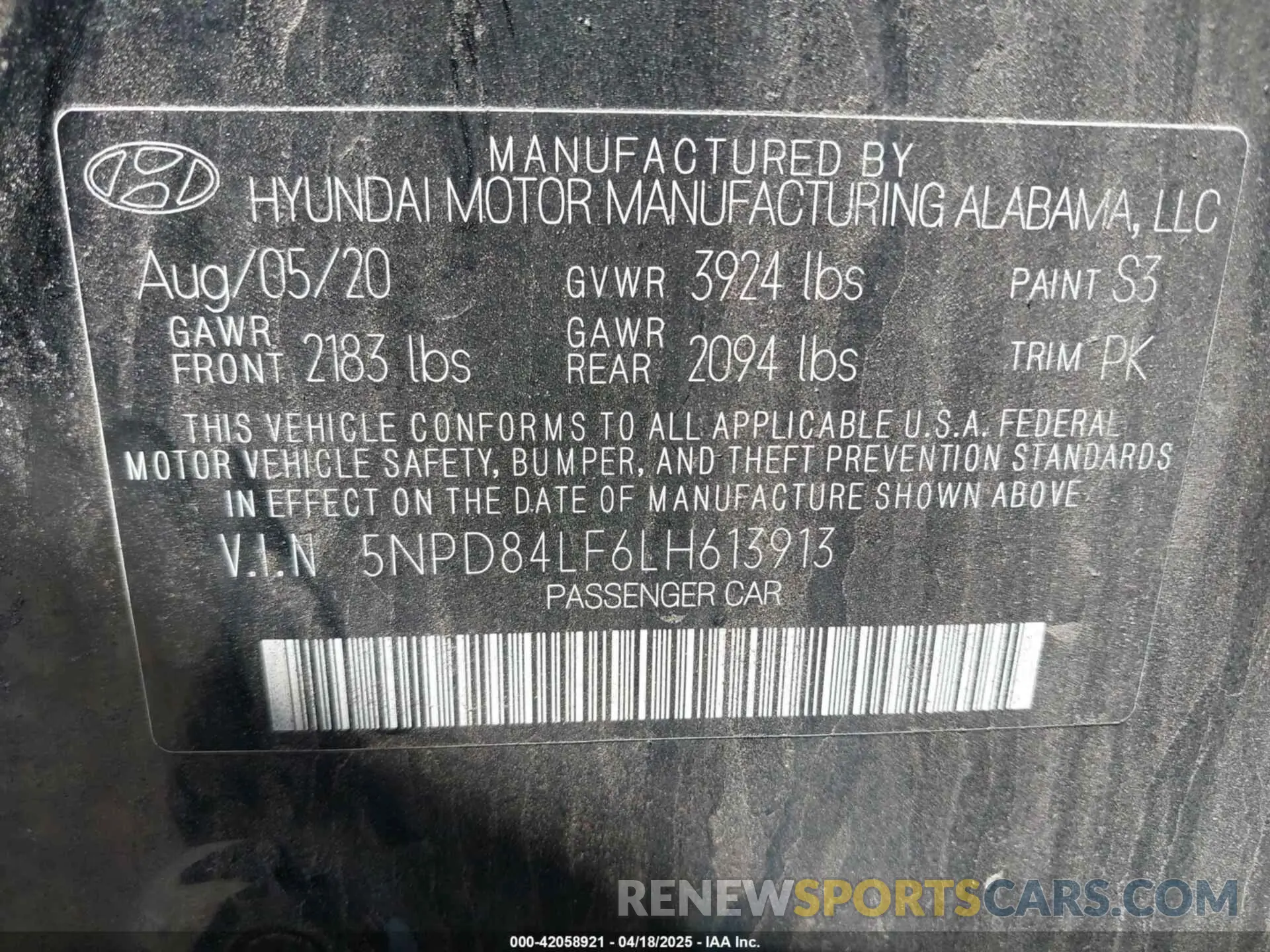 9 Фотография поврежденного автомобиля 5NPD84LF6LH613913 HYUNDAI ELANTRA 2020