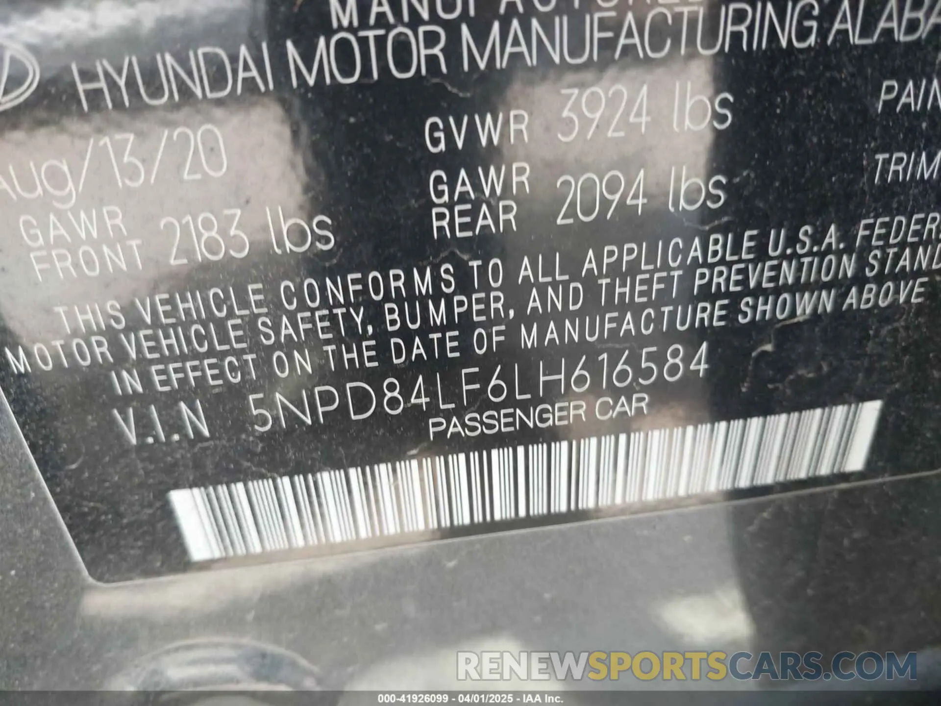 9 Фотография поврежденного автомобиля 5NPD84LF6LH616584 HYUNDAI ELANTRA 2020