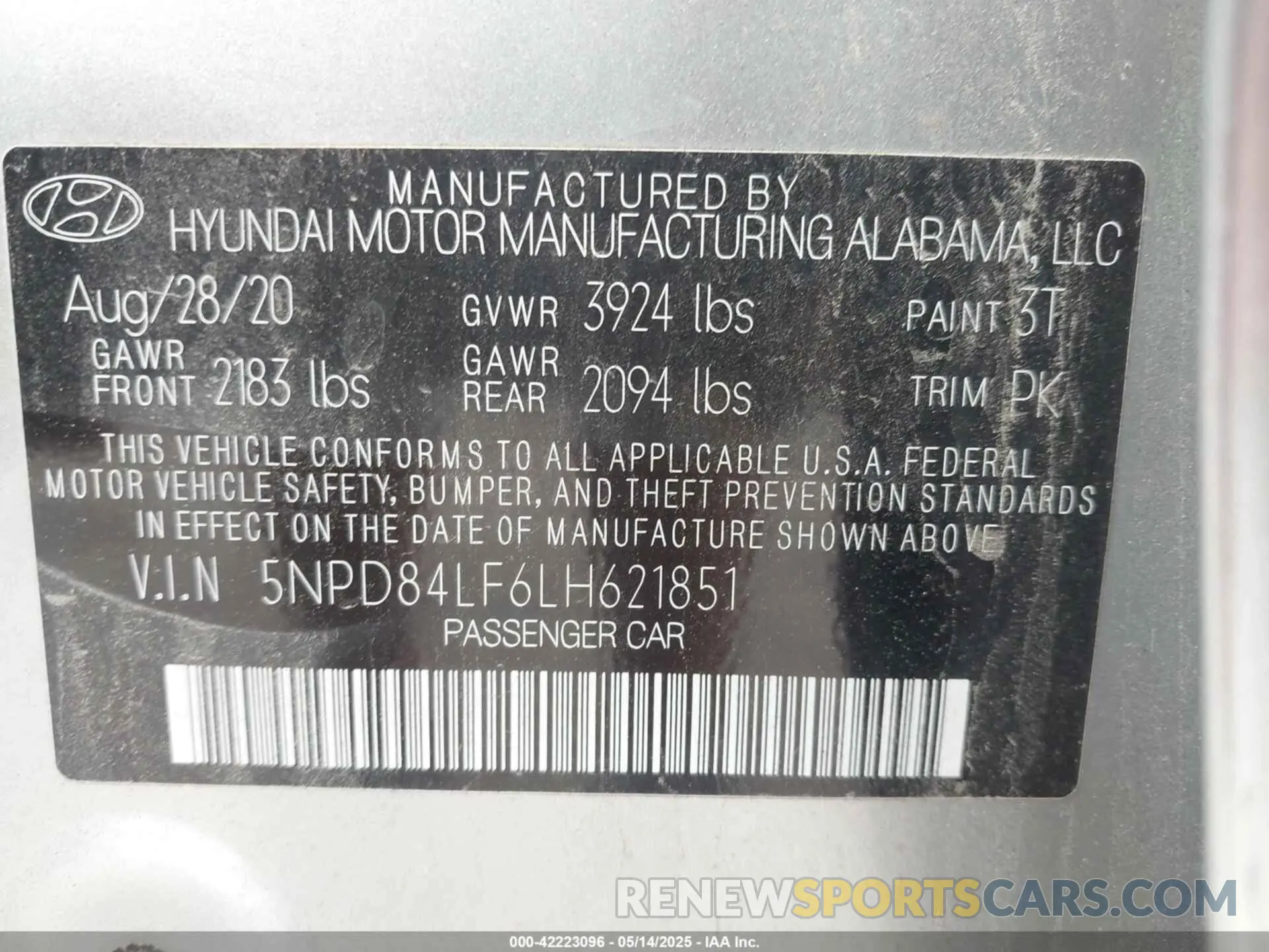 9 Photograph of a damaged car 5NPD84LF6LH621851 HYUNDAI ELANTRA 2020