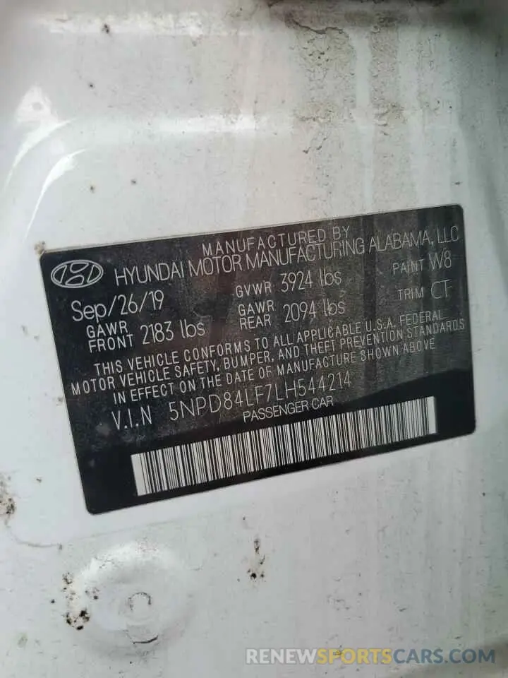 12 Photograph of a damaged car 5NPD84LF7LH544214 HYUNDAI ELANTRA 2020