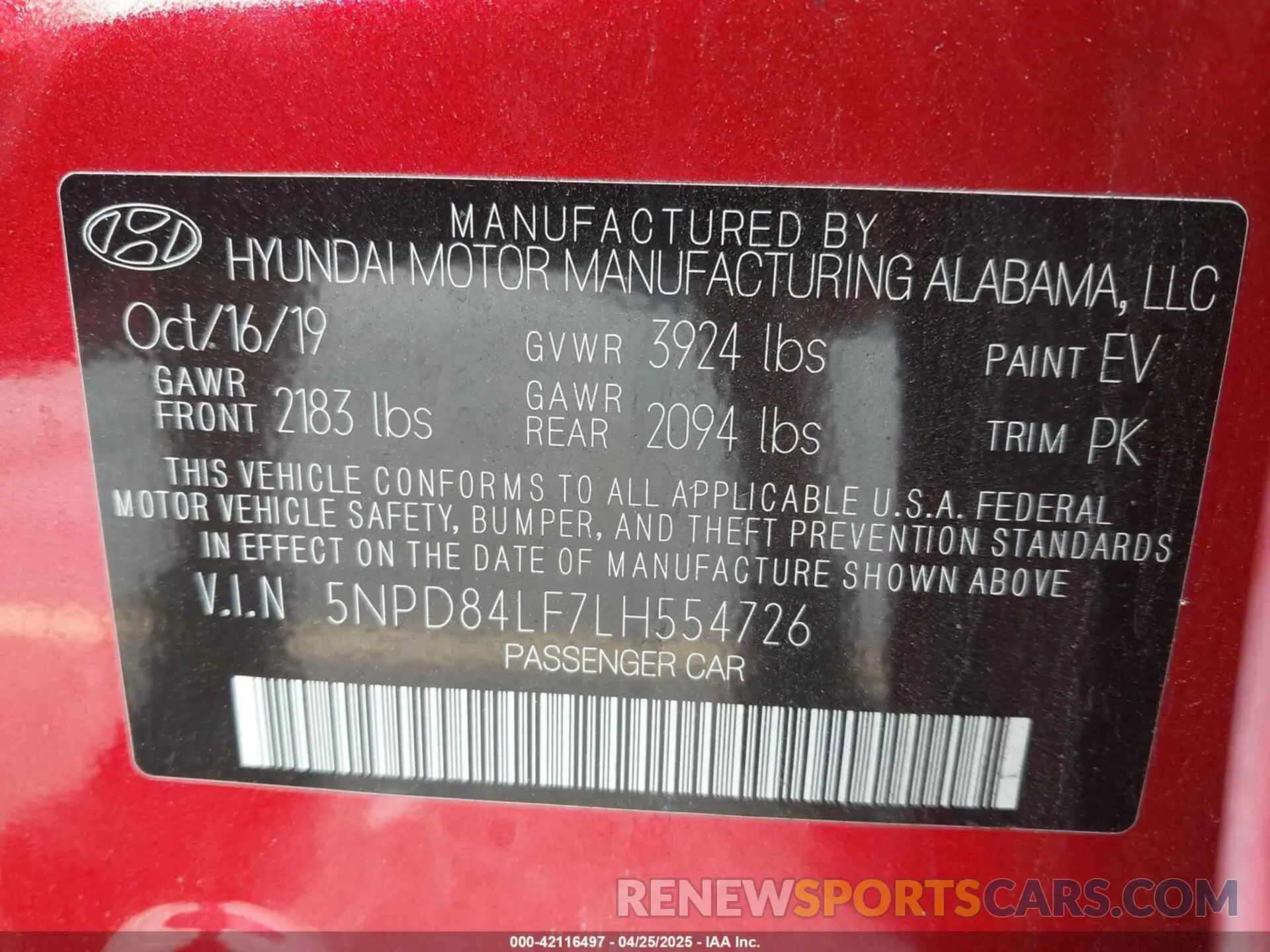9 Фотография поврежденного автомобиля 5NPD84LF7LH554726 HYUNDAI ELANTRA 2020