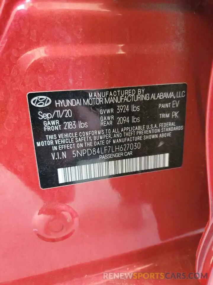 12 Photograph of a damaged car 5NPD84LF7LH627030 HYUNDAI ELANTRA 2020