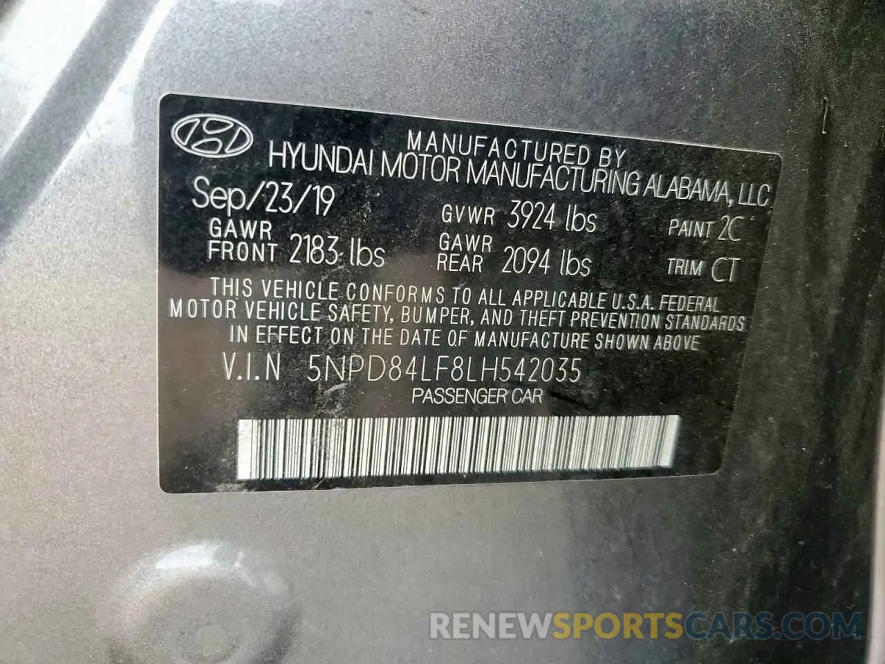 12 Photograph of a damaged car 5NPD84LF8LH542035 HYUNDAI ELANTRA 2020