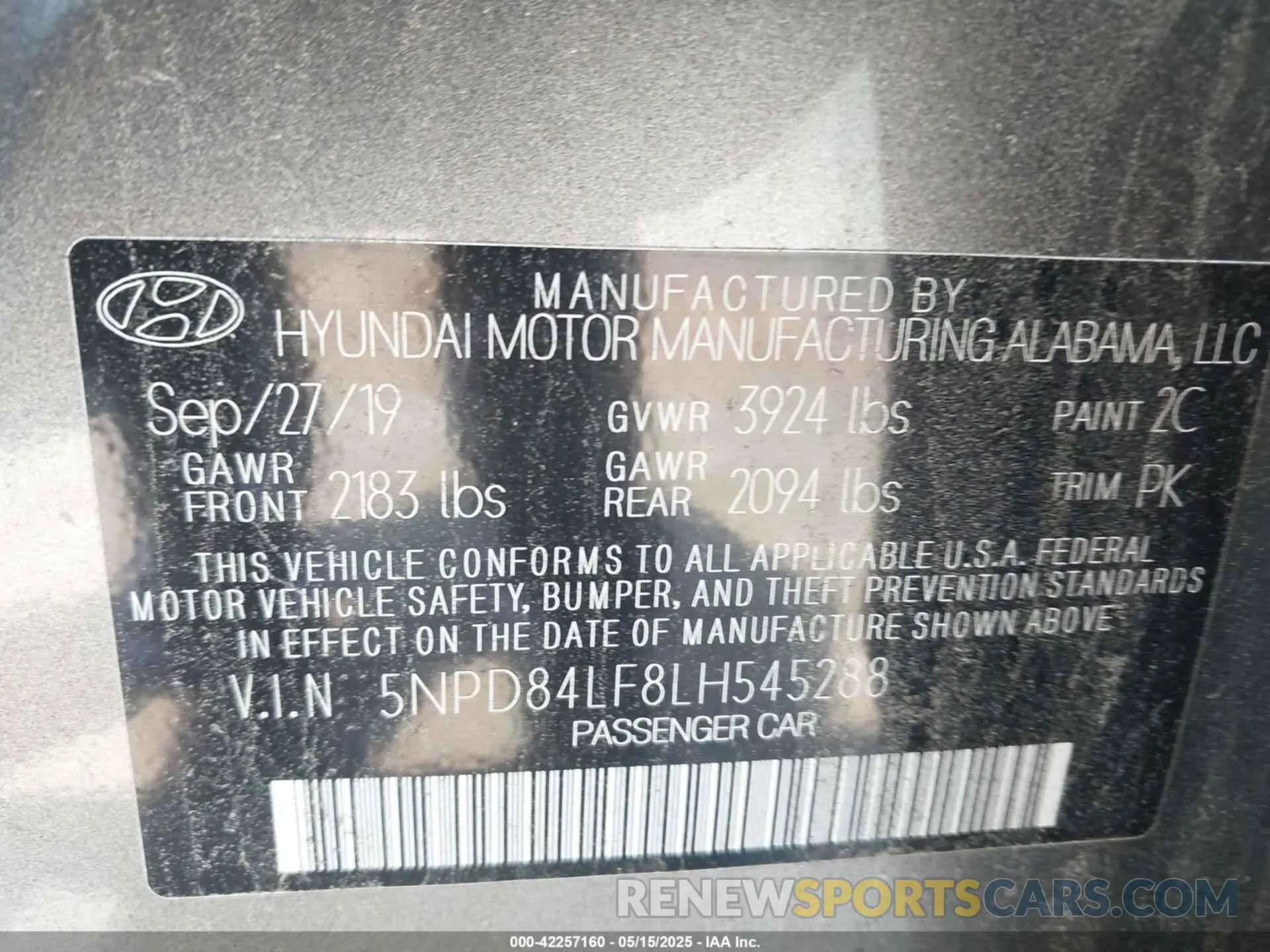 9 Photograph of a damaged car 5NPD84LF8LH545288 HYUNDAI ELANTRA 2020
