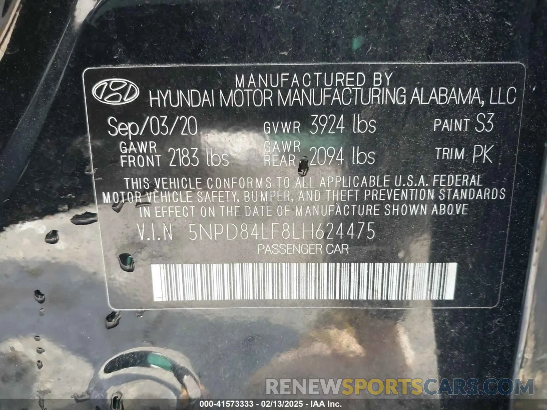 9 Photograph of a damaged car 5NPD84LF8LH624475 HYUNDAI ELANTRA 2020
