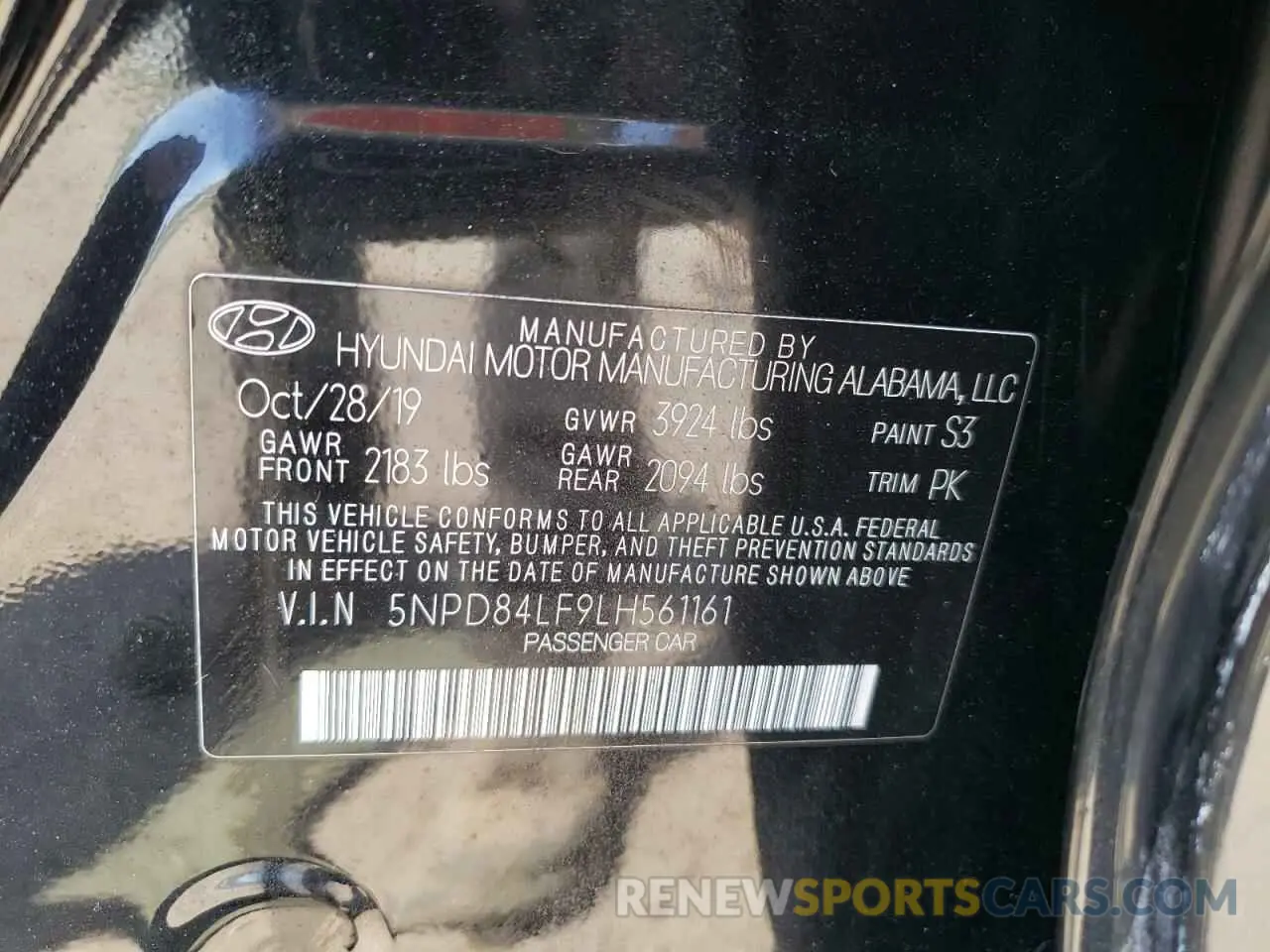 12 Photograph of a damaged car 5NPD84LF9LH561161 HYUNDAI ELANTRA 2020