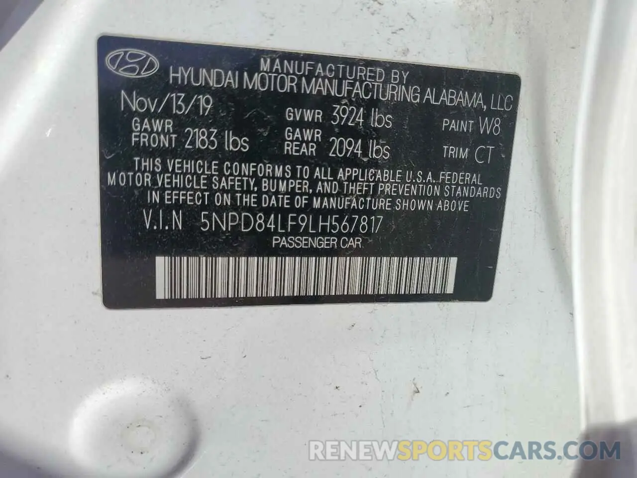 12 Photograph of a damaged car 5NPD84LF9LH567817 HYUNDAI ELANTRA 2020