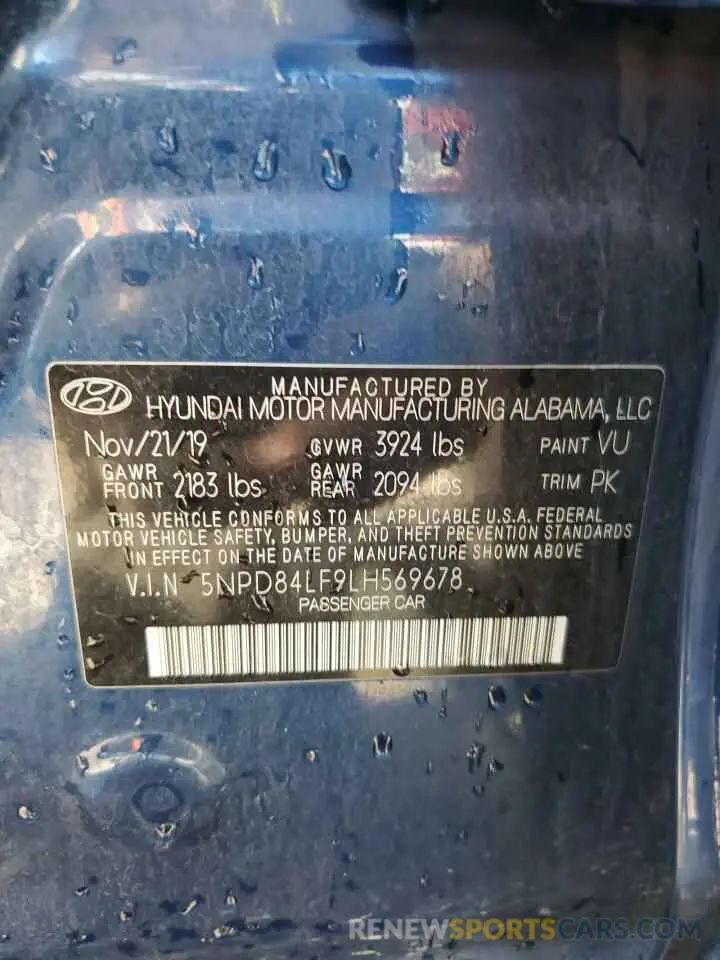 12 Photograph of a damaged car 5NPD84LF9LH569678 HYUNDAI ELANTRA 2020