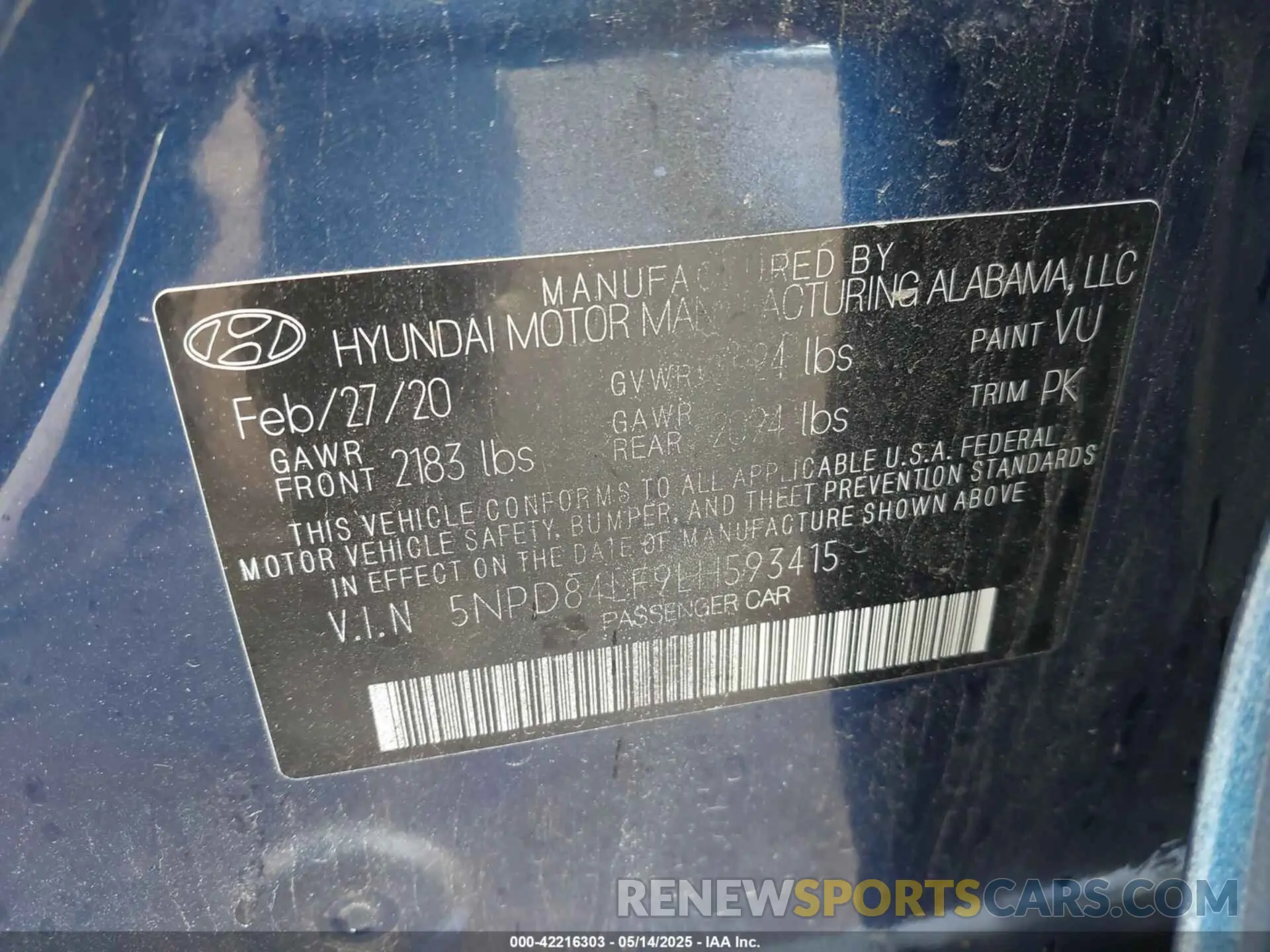 9 Photograph of a damaged car 5NPD84LF9LH593415 HYUNDAI ELANTRA 2020