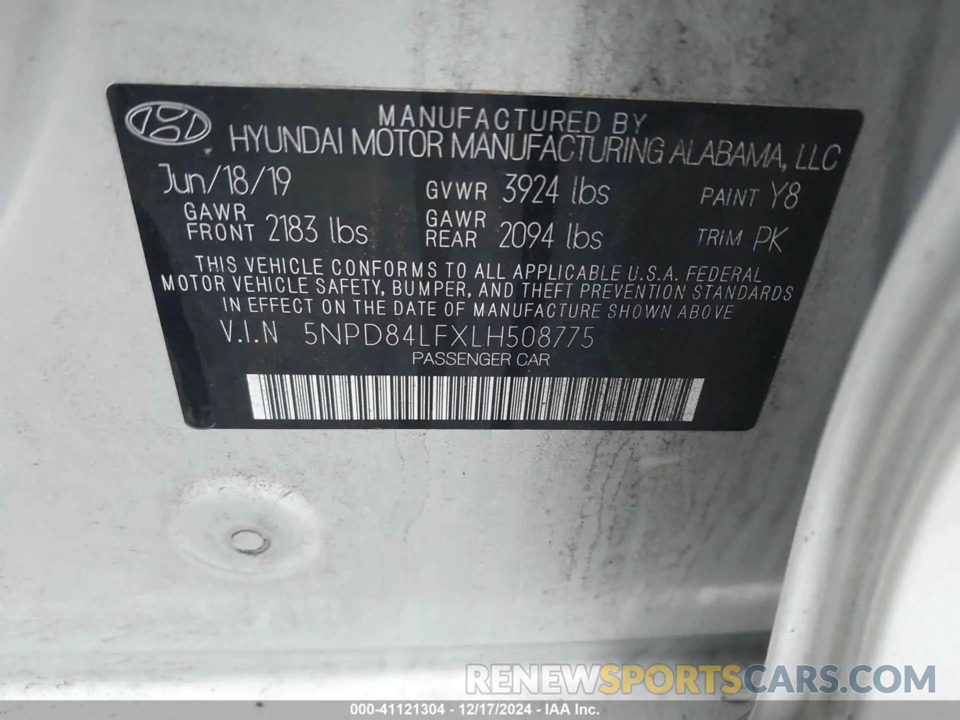 9 Фотография поврежденного автомобиля 5NPD84LFXLH508775 HYUNDAI ELANTRA 2020
