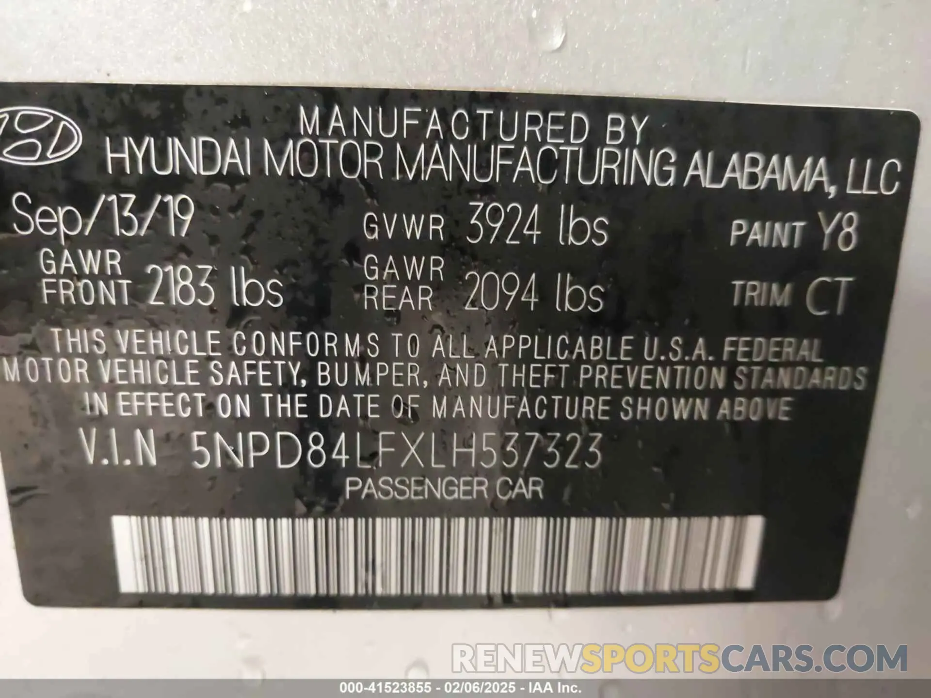 9 Фотография поврежденного автомобиля 5NPD84LFXLH537323 HYUNDAI ELANTRA 2020