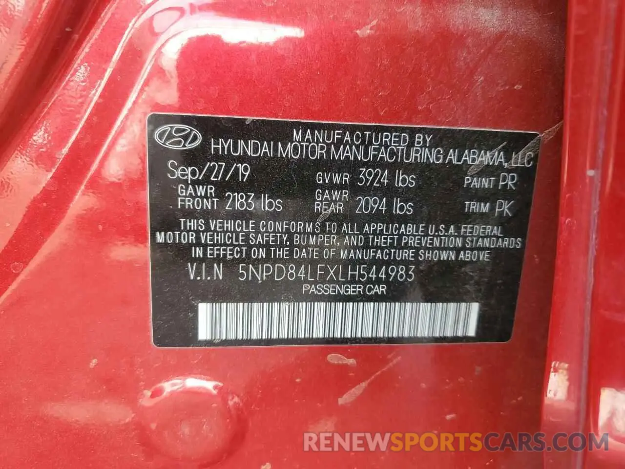 12 Photograph of a damaged car 5NPD84LFXLH544983 HYUNDAI ELANTRA 2020