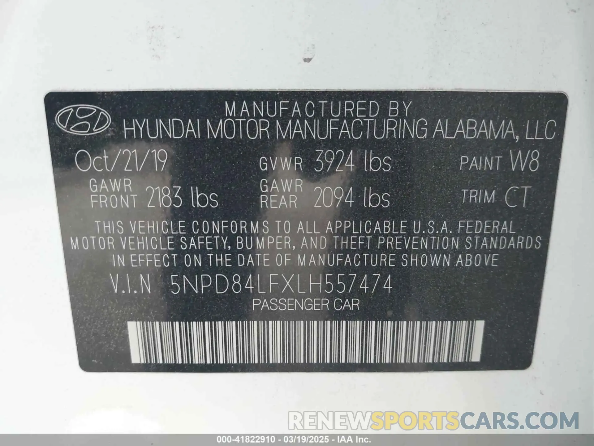 9 Photograph of a damaged car 5NPD84LFXLH557474 HYUNDAI ELANTRA 2020