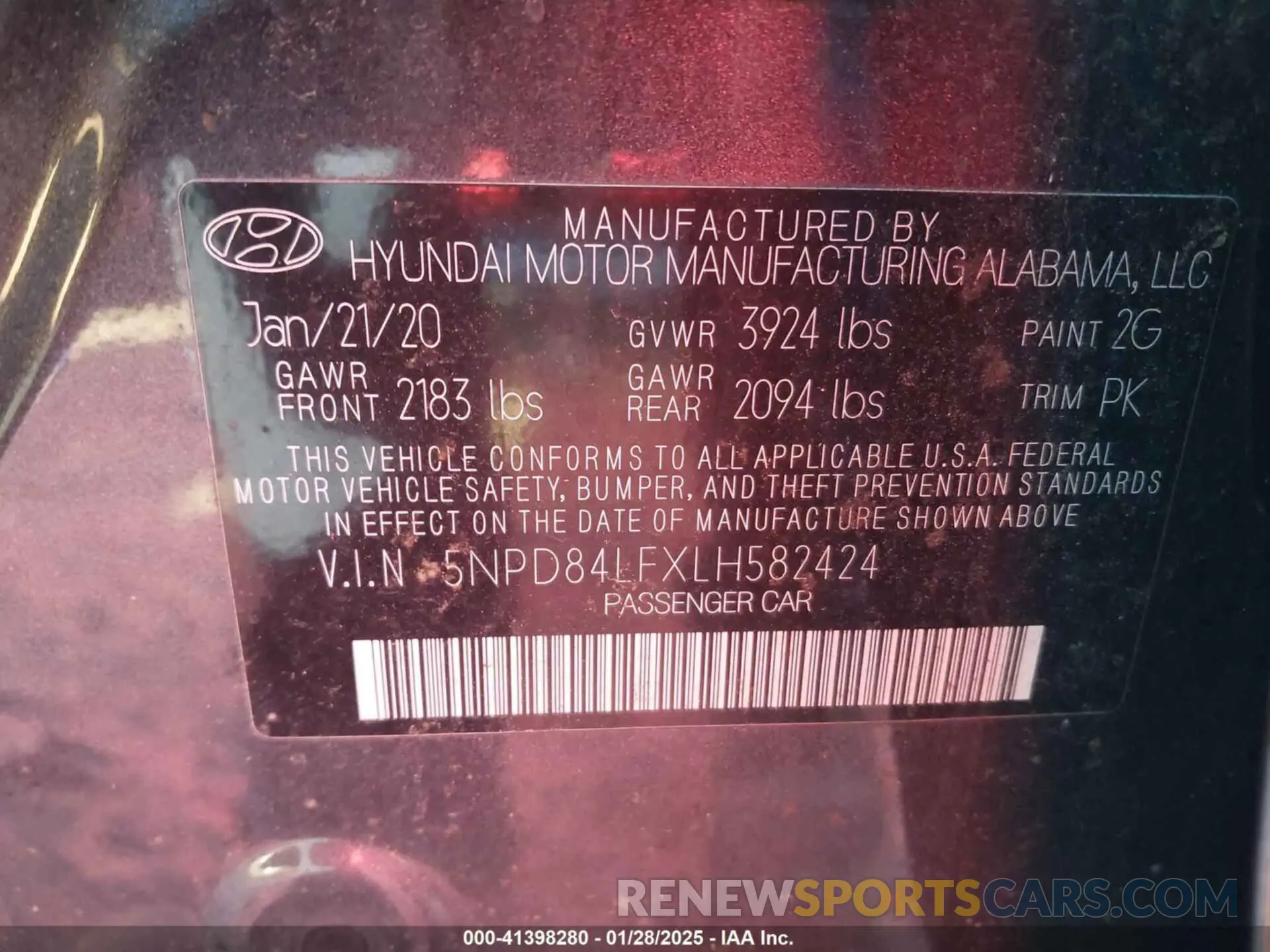 9 Фотография поврежденного автомобиля 5NPD84LFXLH582424 HYUNDAI ELANTRA 2020