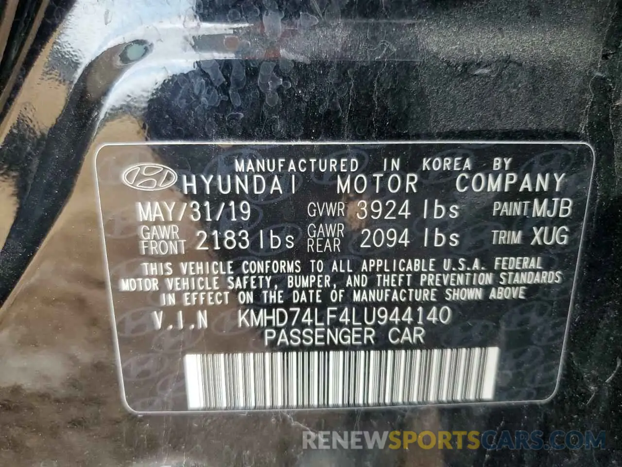 13 Photograph of a damaged car KMHD74LF4LU944140 HYUNDAI ELANTRA 2020