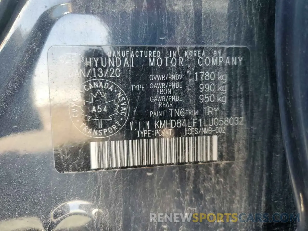 12 Photograph of a damaged car KMHD84LF1LU058032 HYUNDAI ELANTRA 2020