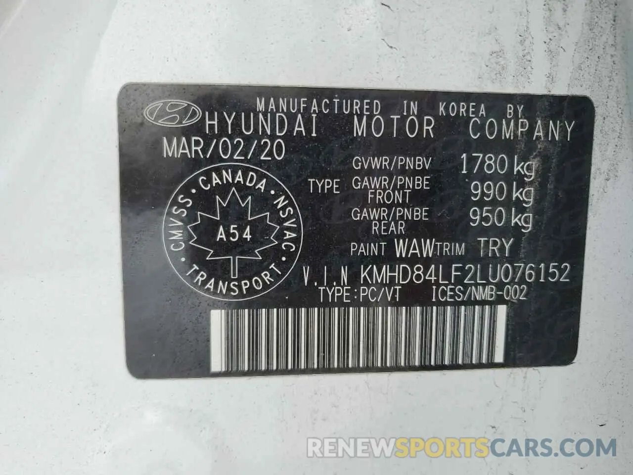 13 Фотография поврежденного автомобиля KMHD84LF2LU076152 HYUNDAI ELANTRA 2020