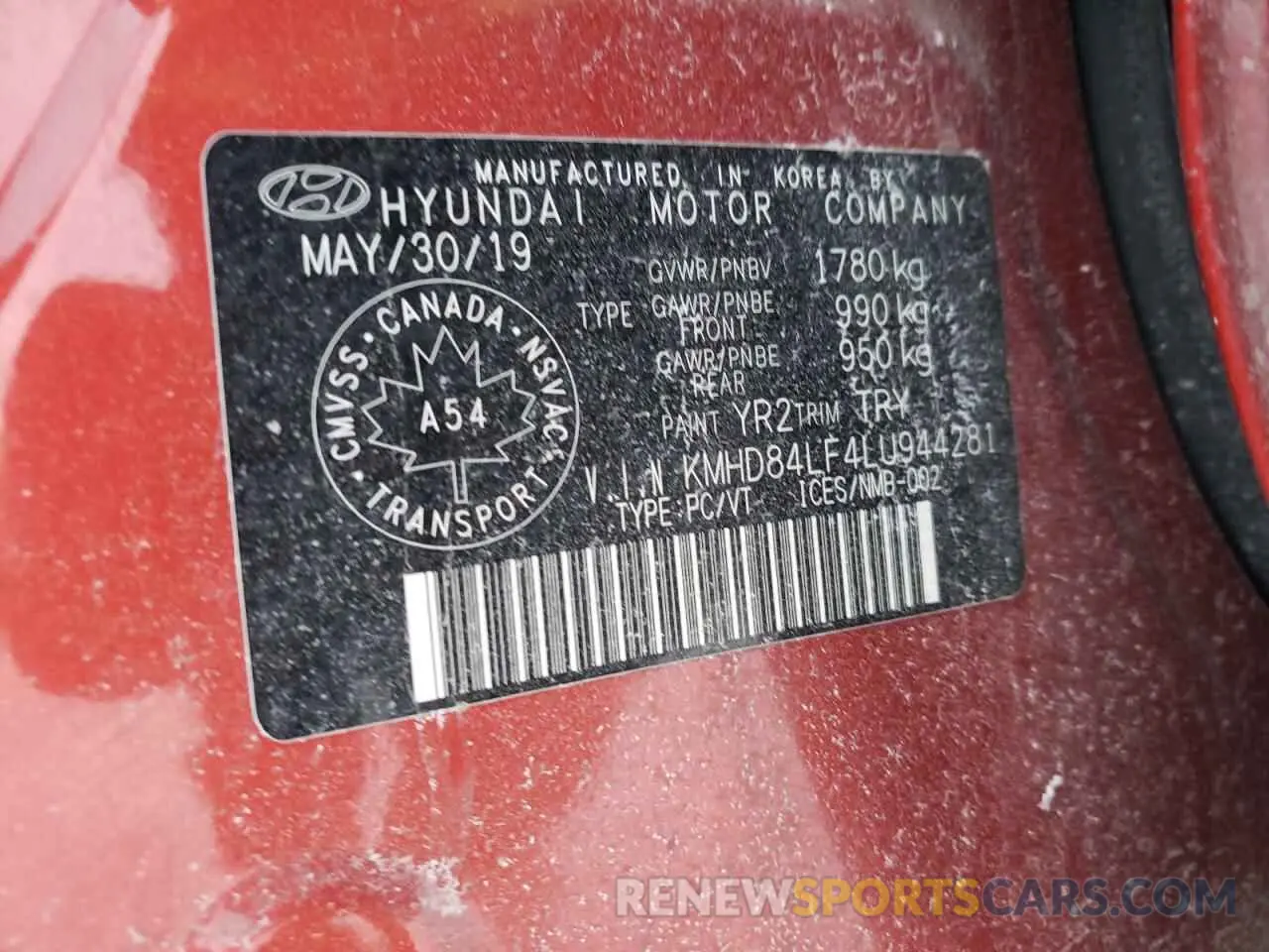 12 Photograph of a damaged car KMHD84LF4LU944281 HYUNDAI ELANTRA 2020