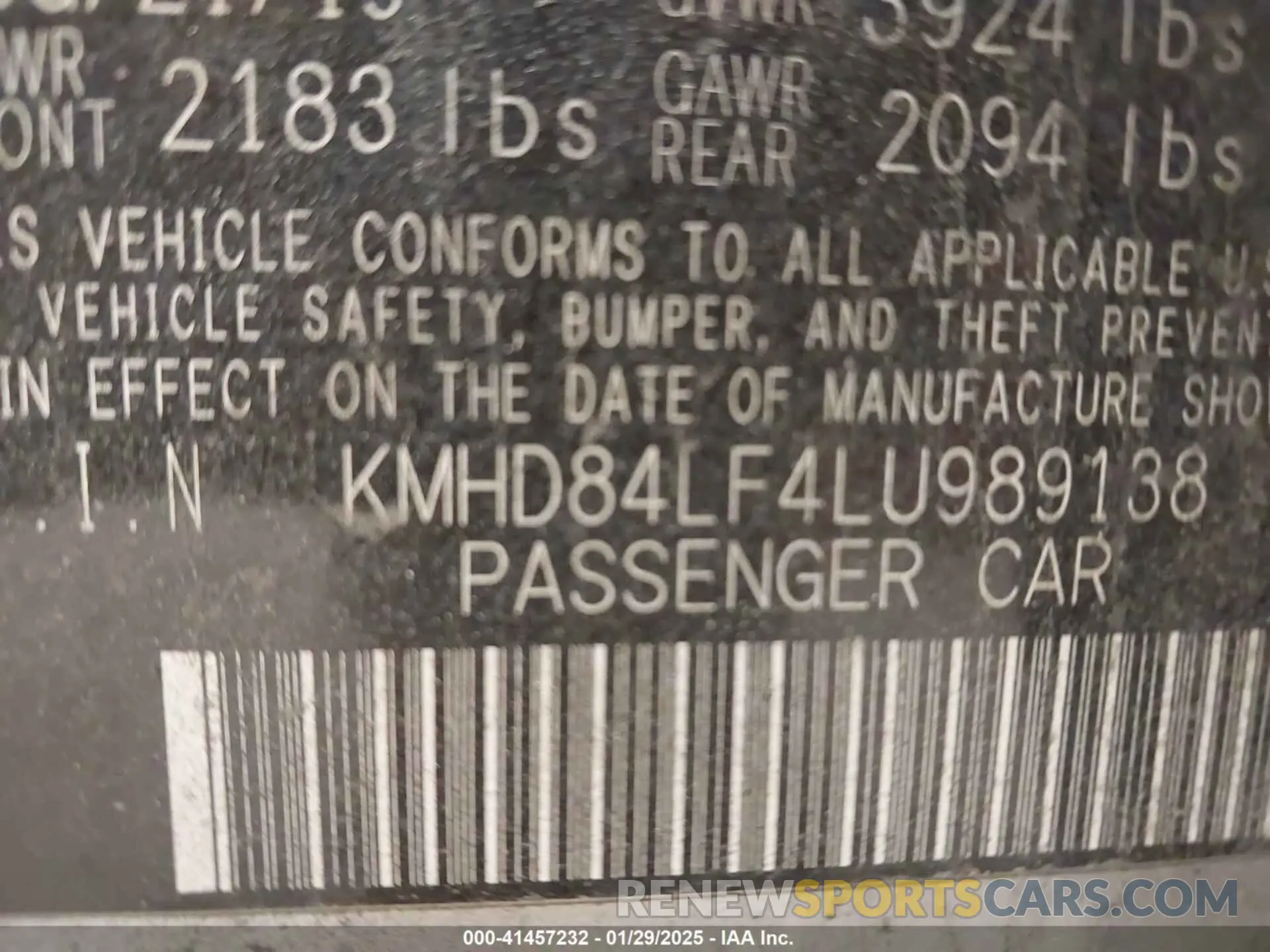 9 Photograph of a damaged car KMHD84LF4LU989138 HYUNDAI ELANTRA 2020