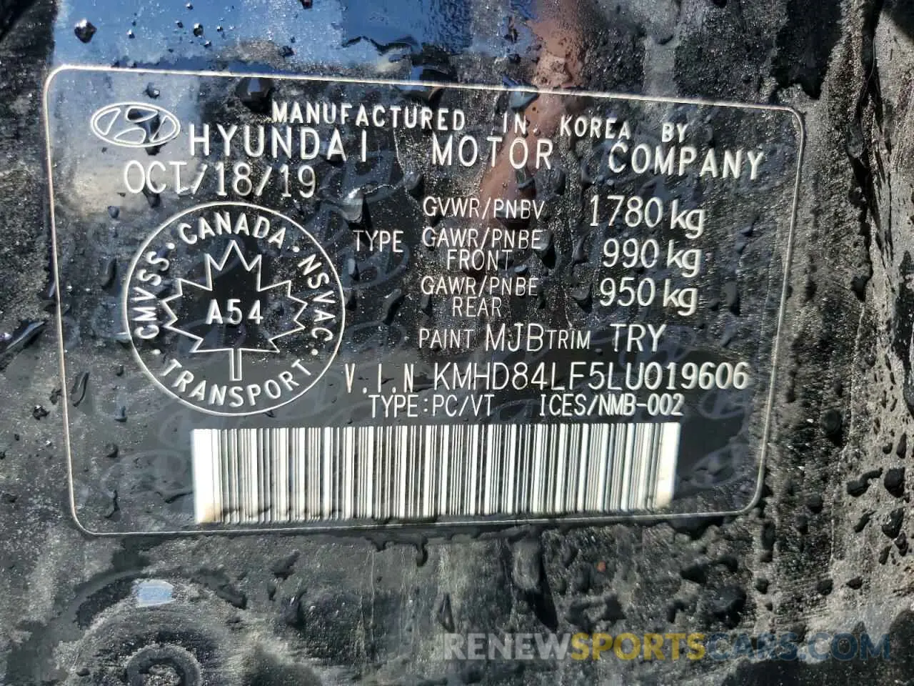 13 Photograph of a damaged car KMHD84LF5LU019606 HYUNDAI ELANTRA 2020