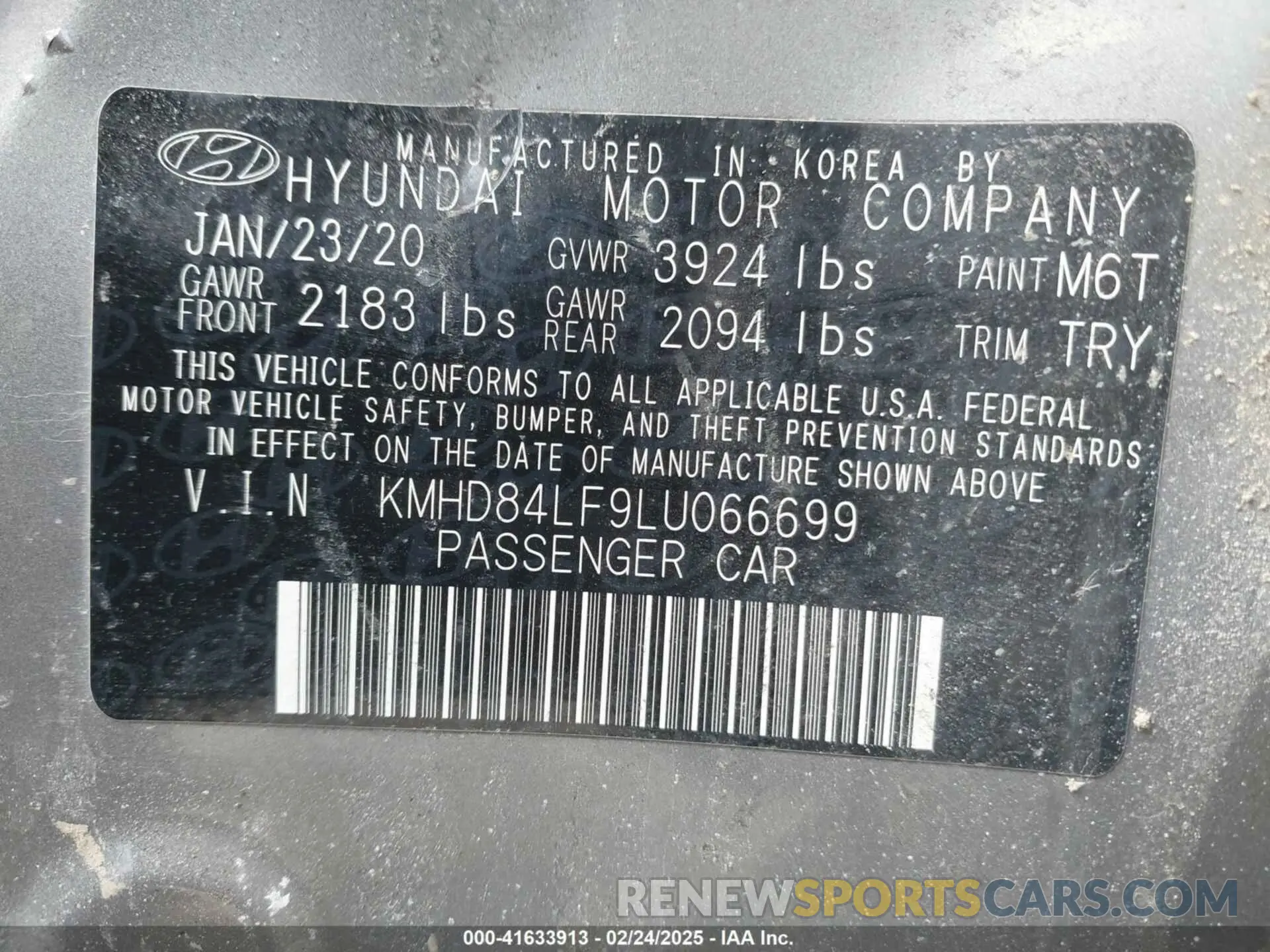 9 Фотография поврежденного автомобиля KMHD84LF9LU066699 HYUNDAI ELANTRA 2020