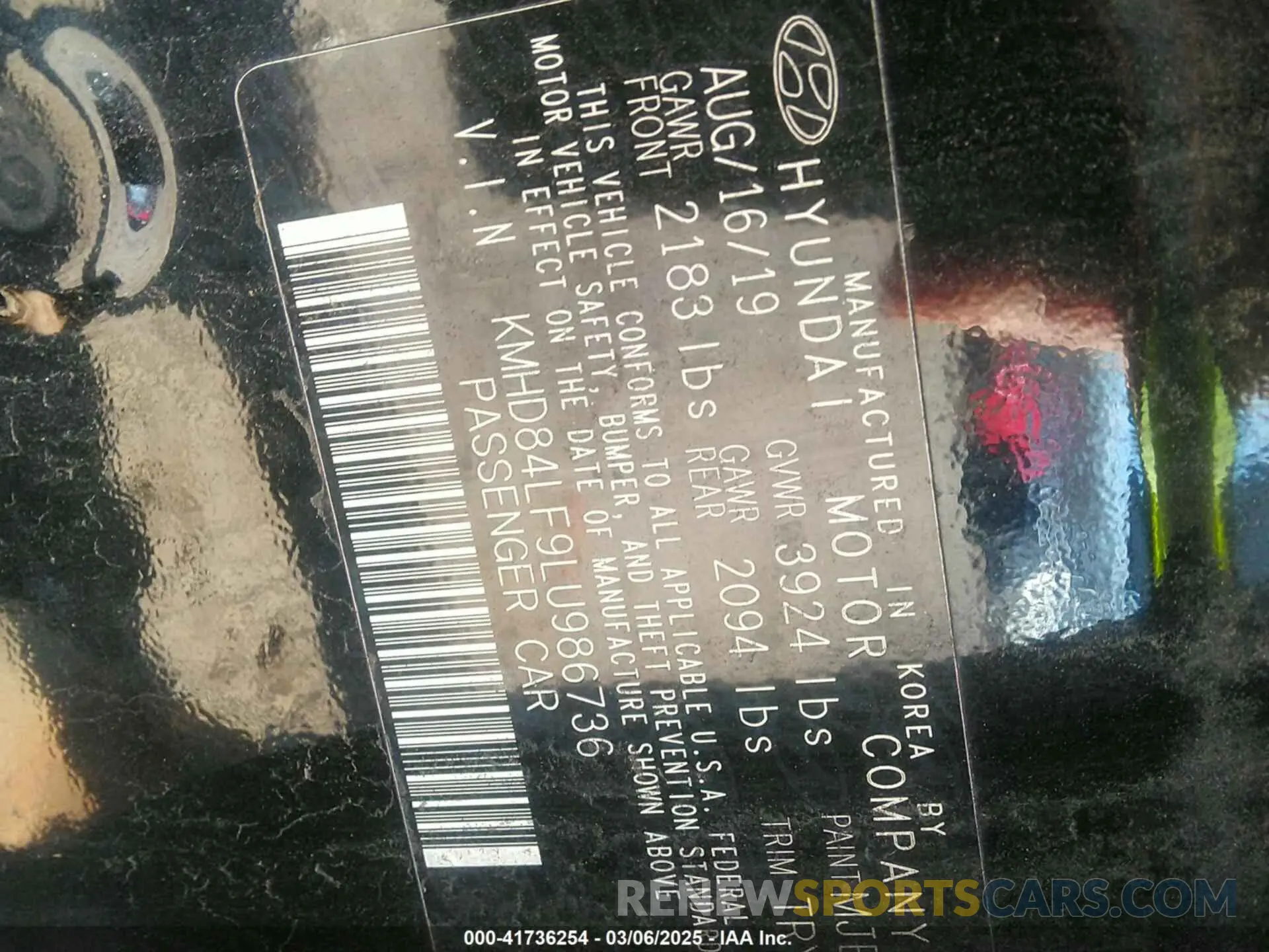 9 Photograph of a damaged car KMHD84LF9LU986736 HYUNDAI ELANTRA 2020