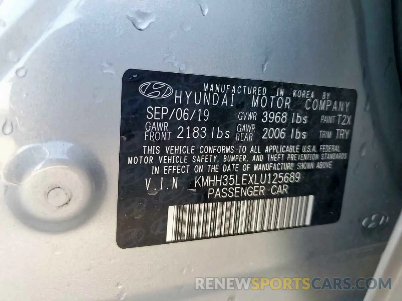 13 Photograph of a damaged car KMHH35LEXLU125689 HYUNDAI ELANTRA 2020