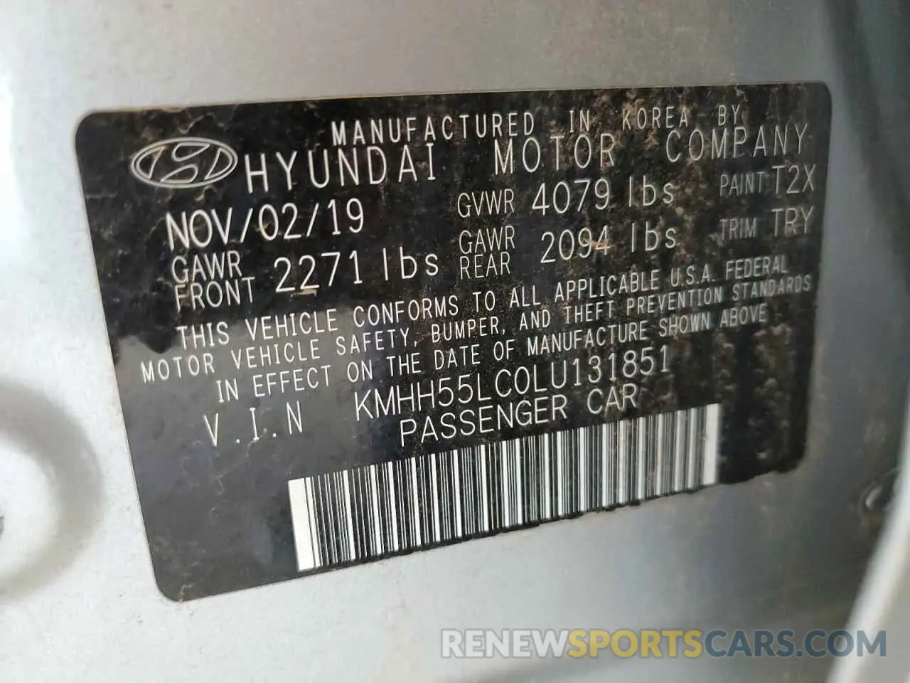 14 Photograph of a damaged car KMHH55LC0LU131851 HYUNDAI ELANTRA 2020