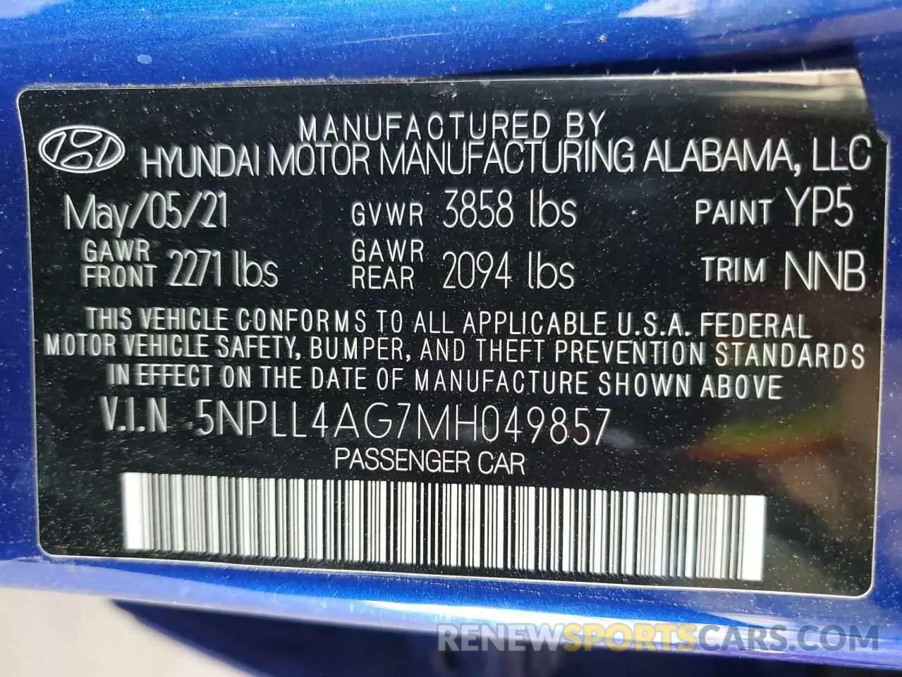 12 Photograph of a damaged car 5NPLL4AG7MH049857 HYUNDAI ELANTRA 2021