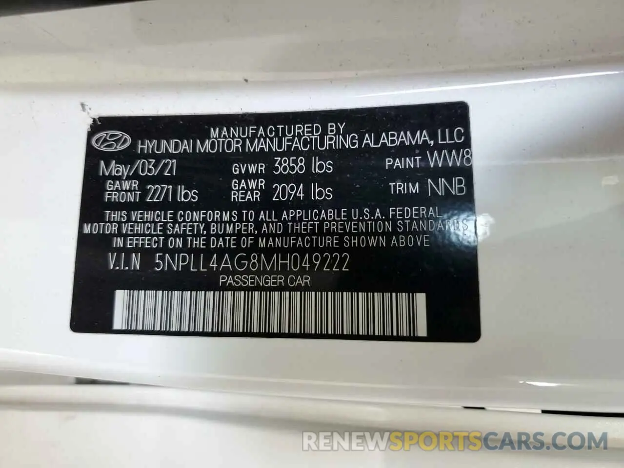 12 Фотография поврежденного автомобиля 5NPLL4AG8MH049222 HYUNDAI ELANTRA 2021
