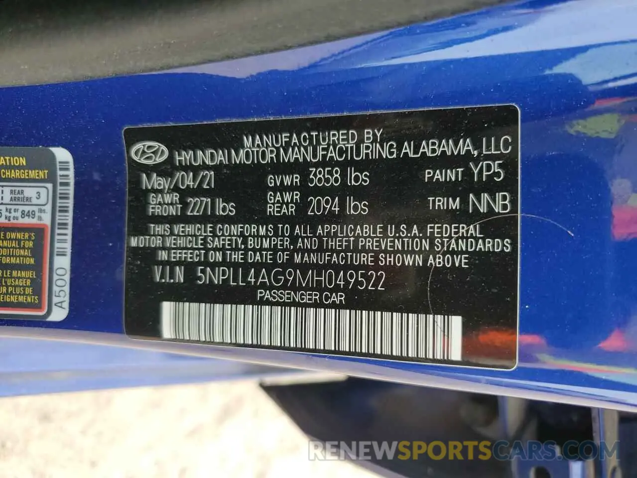12 Photograph of a damaged car 5NPLL4AG9MH049522 HYUNDAI ELANTRA 2021