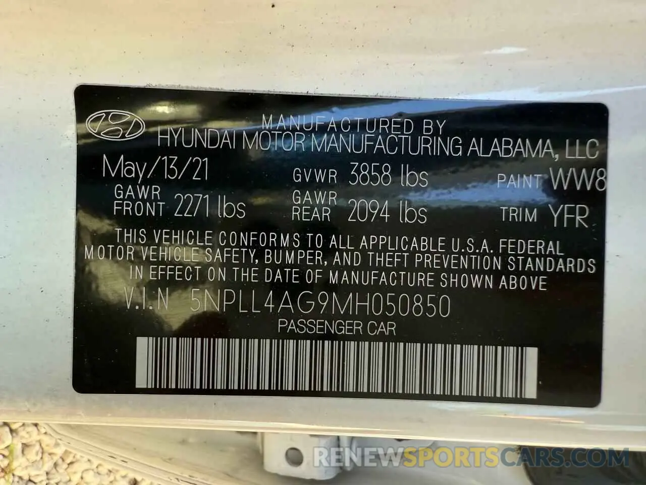 10 Photograph of a damaged car 5NPLL4AG9MH050850 HYUNDAI ELANTRA 2021