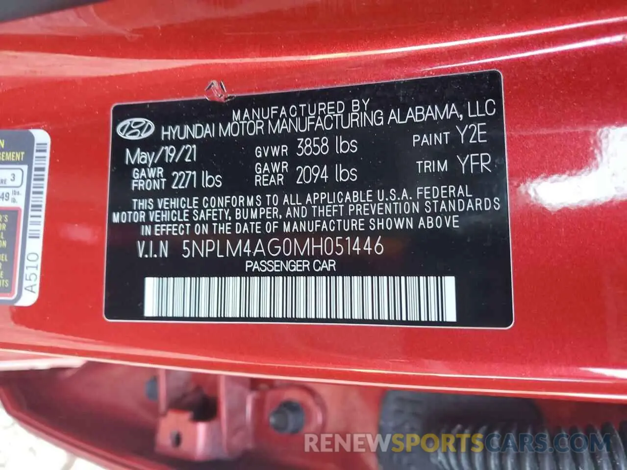 12 Photograph of a damaged car 5NPLM4AG0MH051446 HYUNDAI ELANTRA 2021