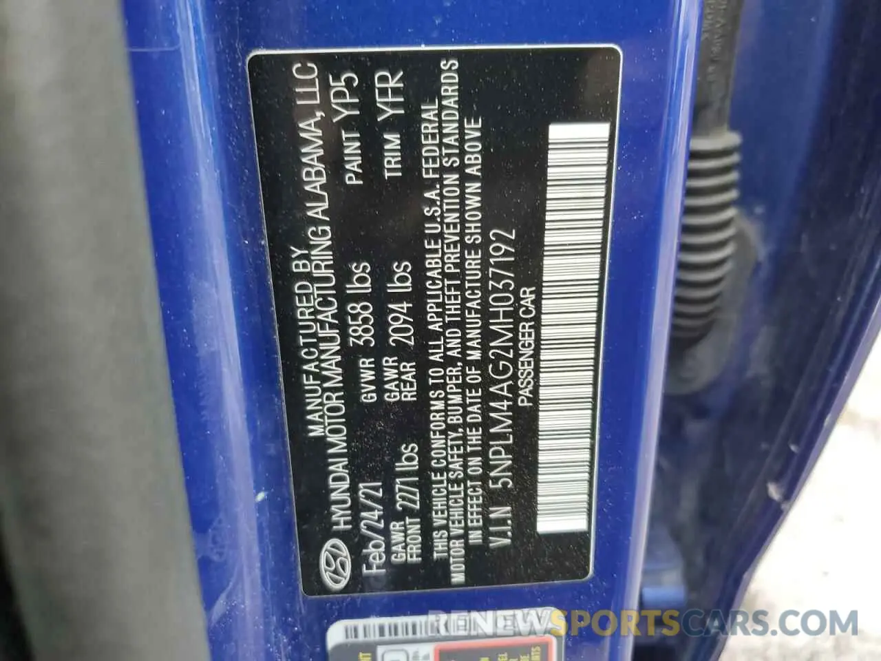 12 Фотография поврежденного автомобиля 5NPLM4AG2MH037192 HYUNDAI ELANTRA 2021