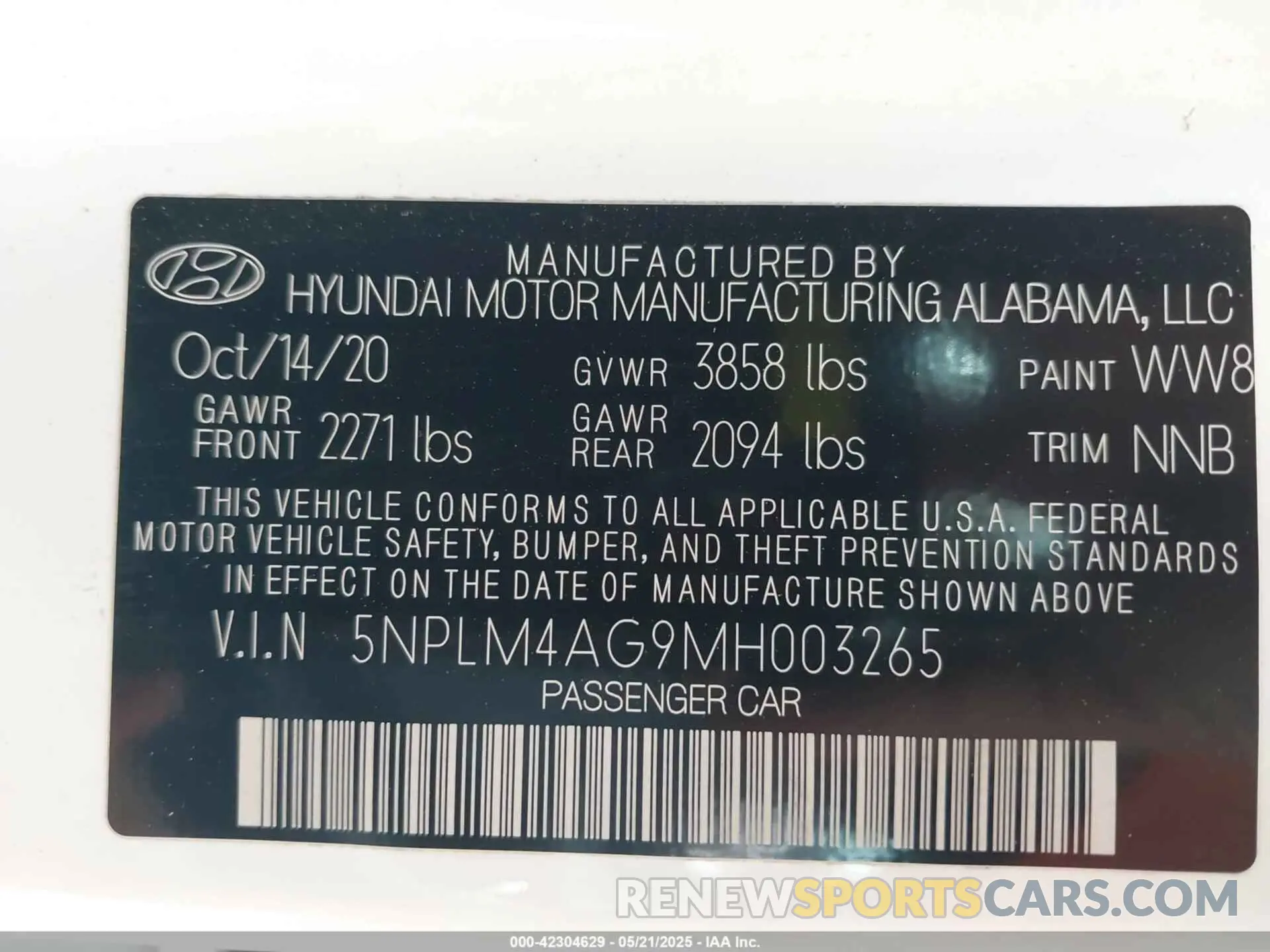 9 Photograph of a damaged car 5NPLM4AG9MH003265 HYUNDAI ELANTRA 2021