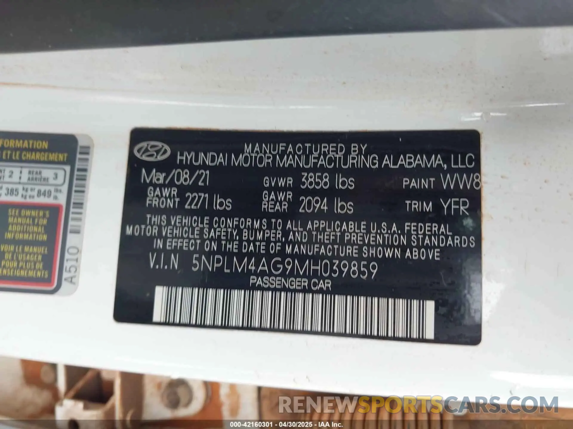 9 Фотография поврежденного автомобиля 5NPLM4AG9MH039859 HYUNDAI ELANTRA 2021