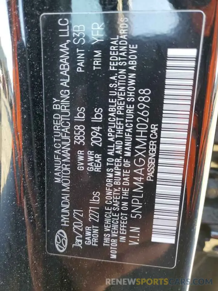 12 Photograph of a damaged car 5NPLM4AGXMH026988 HYUNDAI ELANTRA 2021