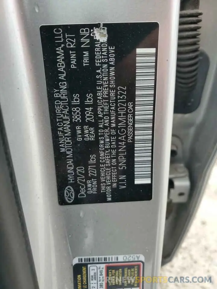 12 Photograph of a damaged car 5NPLN4AG1MH021322 HYUNDAI ELANTRA 2021