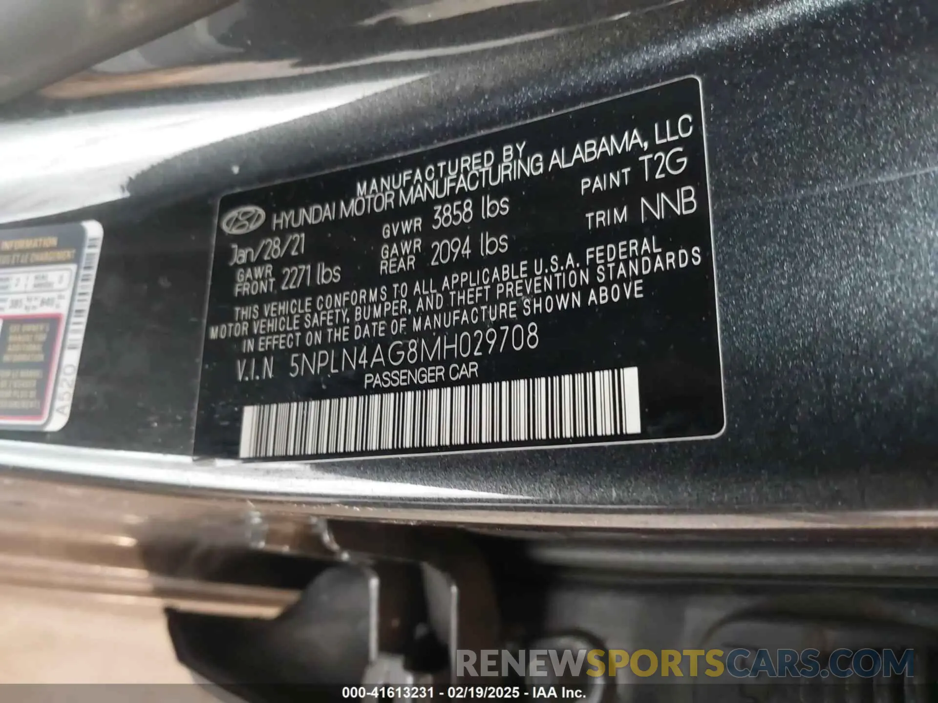 9 Фотография поврежденного автомобиля 5NPLN4AG8MH029708 HYUNDAI ELANTRA 2021